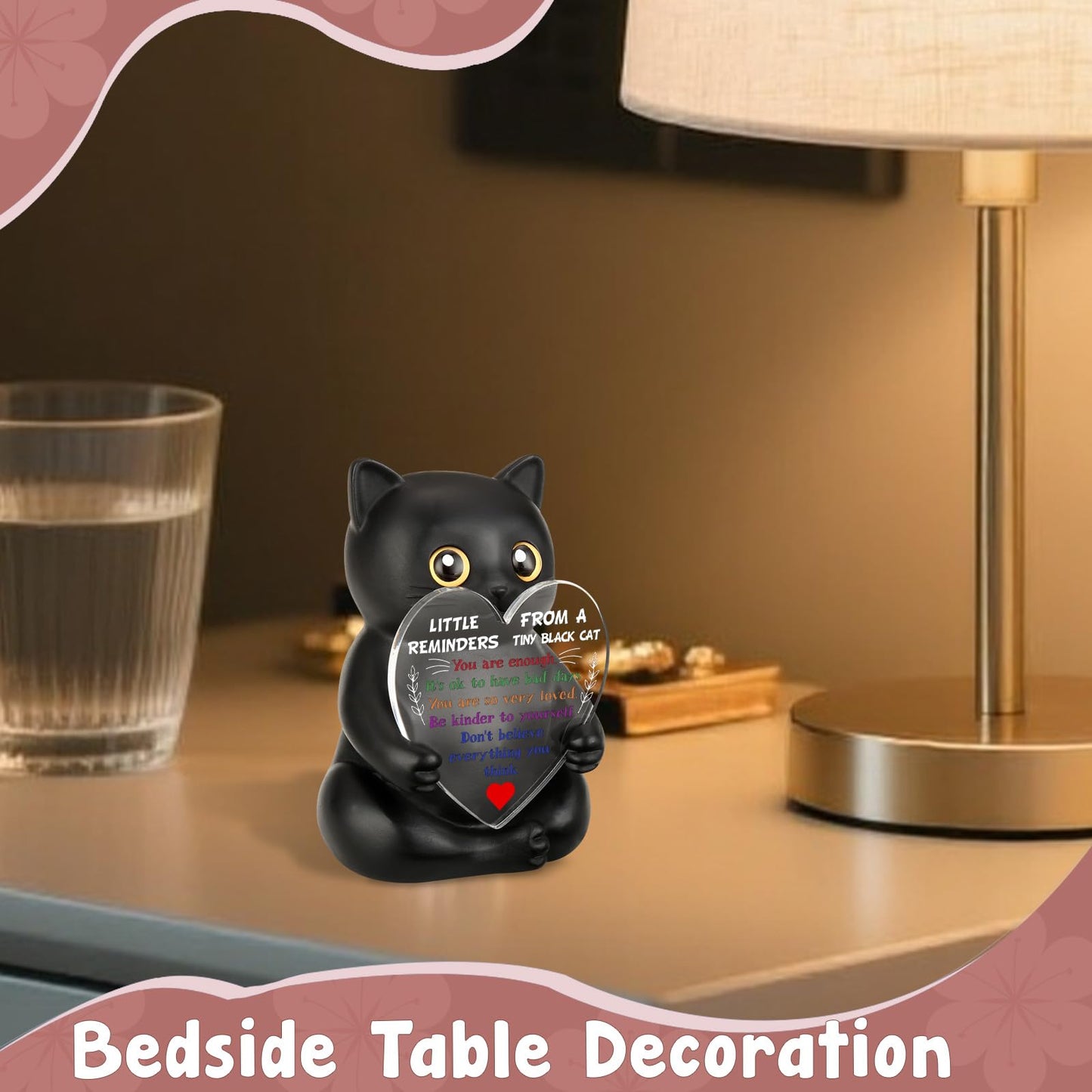 wainvniaw Positive Affirmations Black Cat Figurines Decor, Motivational Gifts Inspirational Cheer Up Gift for Cat Lovers, Women, Men, Friends, Coworker, Employee, for Home Office Cubicle Desk WCT4