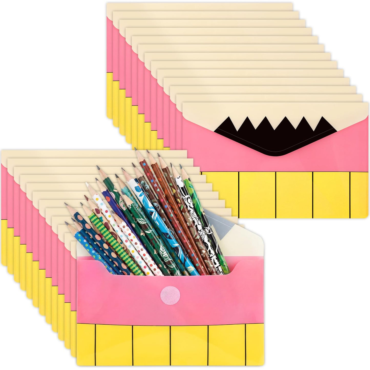 Gueevin 24 Pcs Teacher's Day Appreciation Gifts Bulk 4.7 x 7.5 Inch Teacher Pencil Pouch Party Favors Teaching Essential Pencil Case Envelope Pouch Bags for School Classroom Stationery Office Supplies