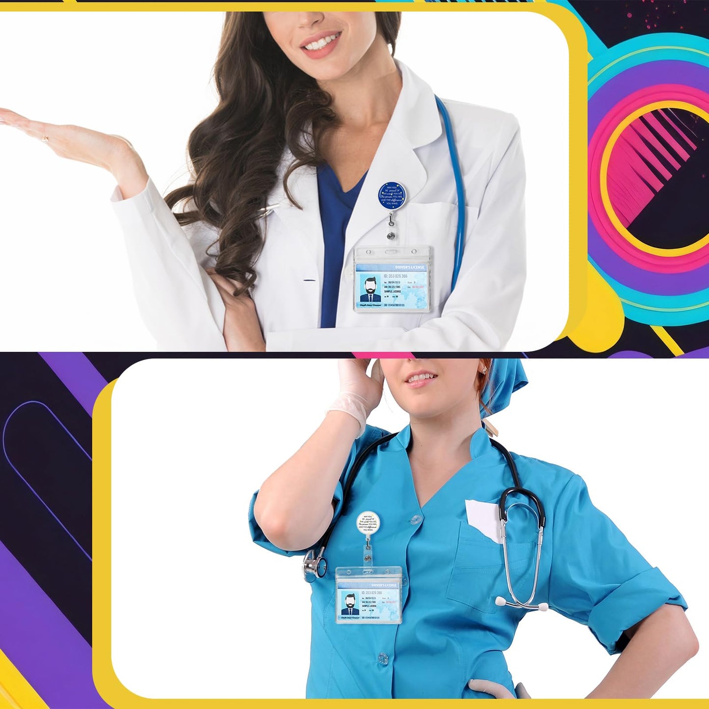 Engrowtic 36 Pcs Nurse Appreciation ID Badge Holder Gifts Bulk May You Be Proud of The Difference You Make Administrative Assistants Day Gifts Badge Reel for Women Coworker Employee (Colorful)