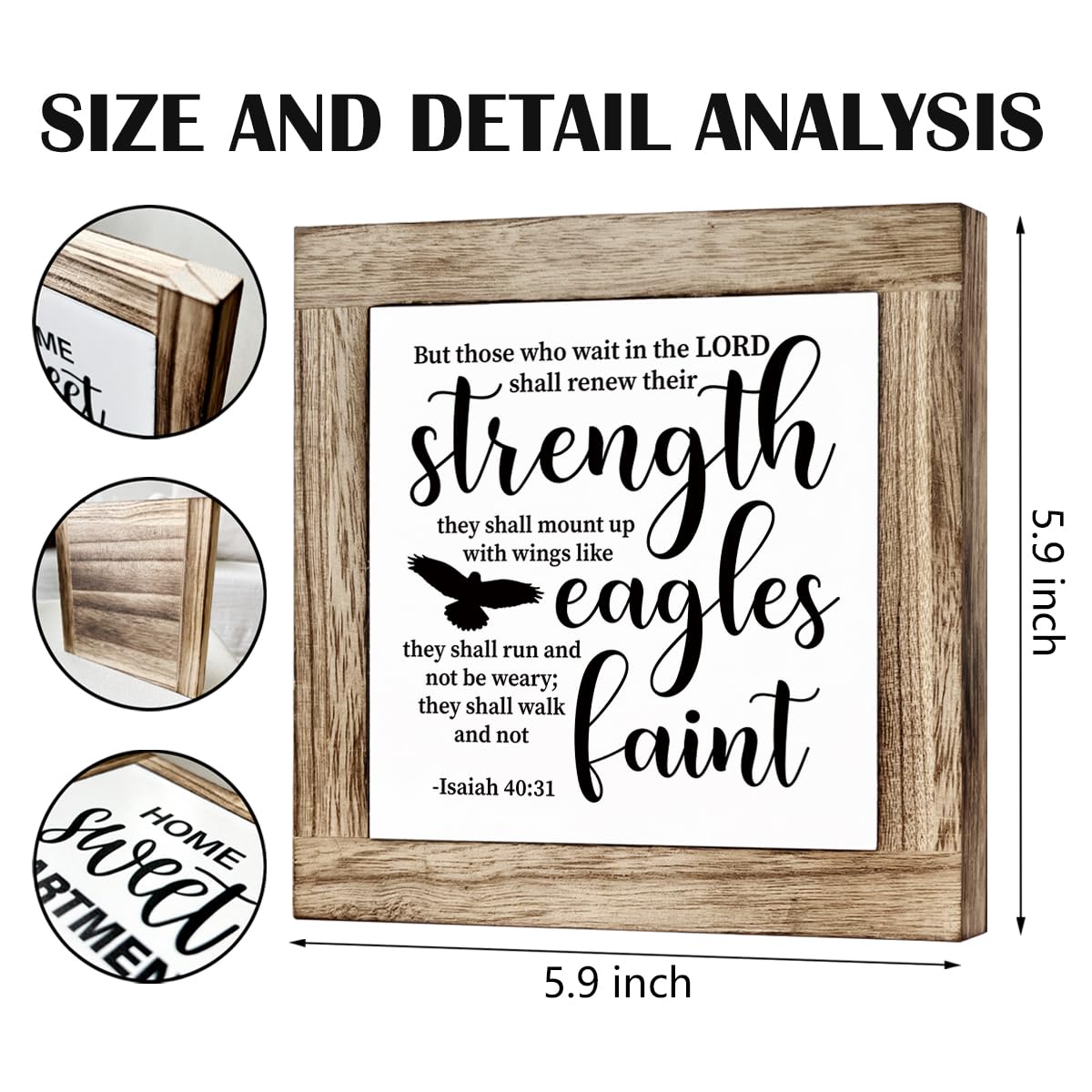 Christian Desk Signs, Motivational Home Office Decoration, Rustic Home Decor, Bible Verse Artwork Wooden Box Sign, Isaiah 40:31 Wood Signs, But Those Who Wait in The Lord Sign