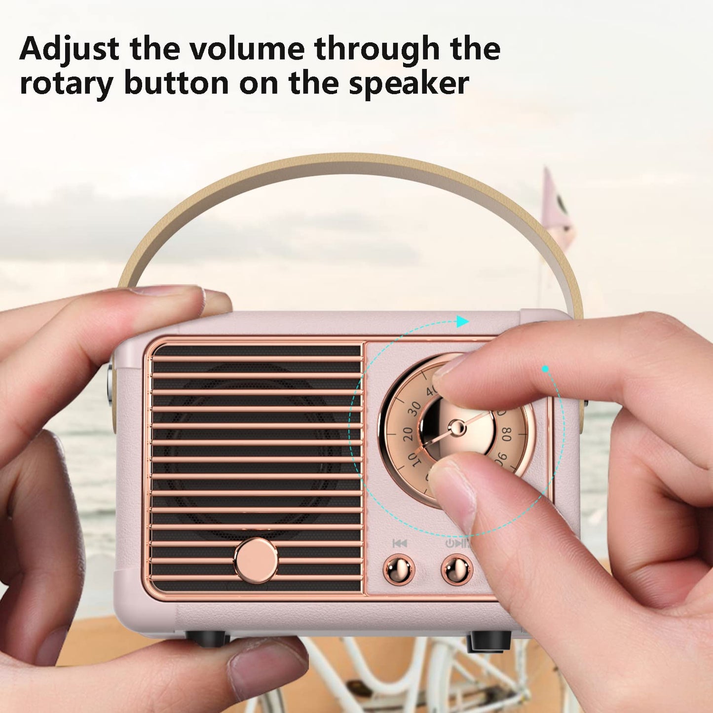 Baolira Retro Bluetooth Speaker, Portable Wireless Speaker with Crystal Clear Stereo Sound Rich Bass, Best Birthday Gifts Ideas for Women Teenage (Pink)
