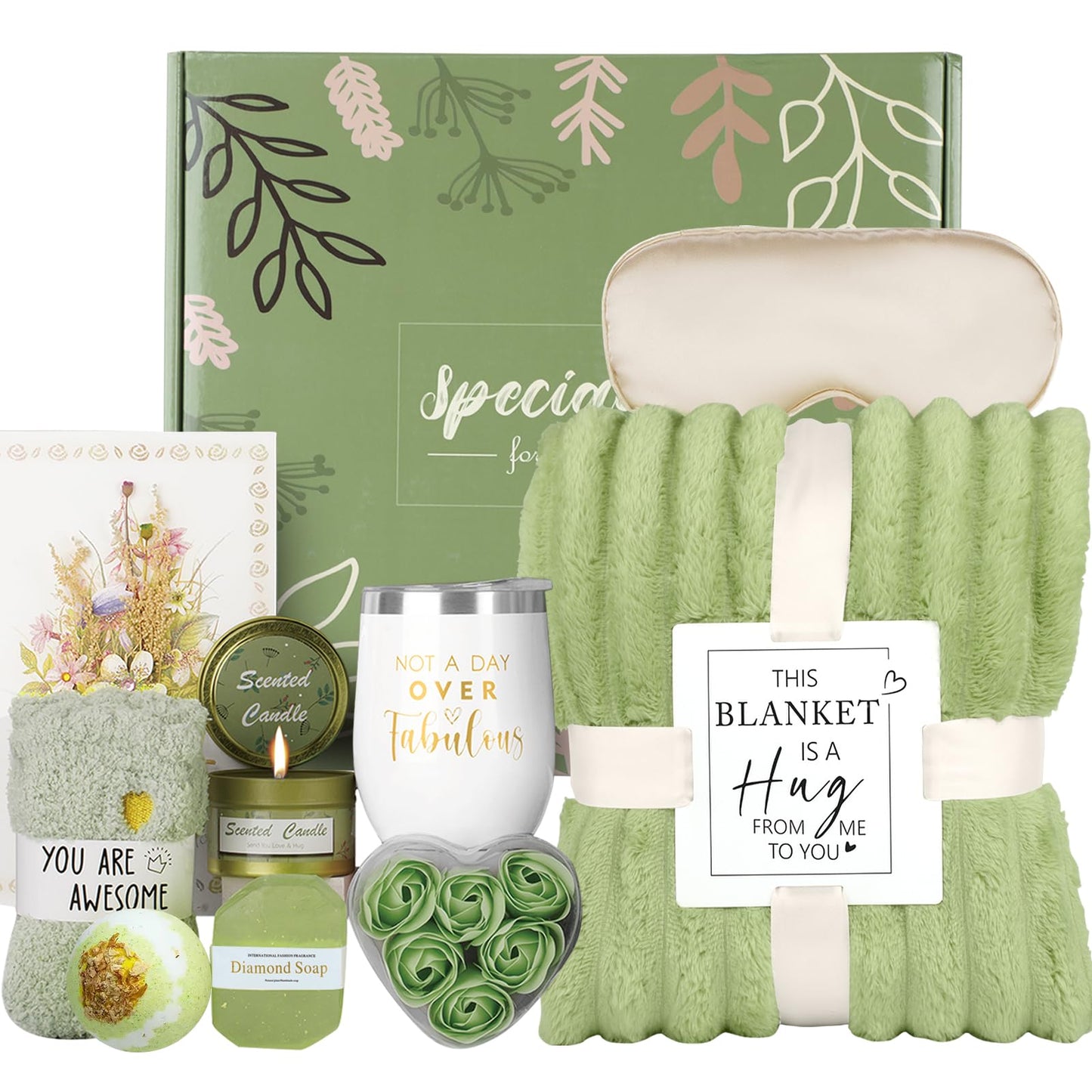 Mom Christmas Gifts Basket,Birthday Gifts for Women Her Friend Sister Wife Coworker,Self Care Get Well Soon Care Package Box,Cozy Relaxing Spa Set,Valentines, Gifts for Grandma Mom Mother Christmas