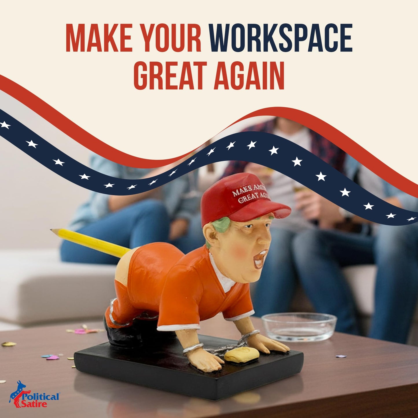 Political Satire Donald Trump Pen Holder - Donald Trump Merchandise. Funny Gifts for Men, White Elephant Gifts for Adults. Unique Gifts, Gag Gifts for Men, Mens Gifts.