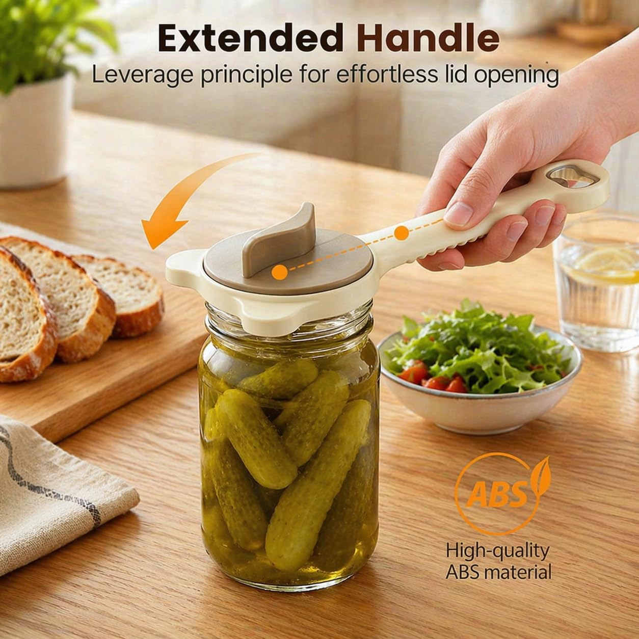 4-in-1 Multi-Purpose Jar Opener – Upgraded Adjustable Three-Claw Bottle Opener with Non-Slip Teeth, Multi-Size Lid Tool for Jars, Cans, Wine Bottles – Essential Kitchen Helper(black)