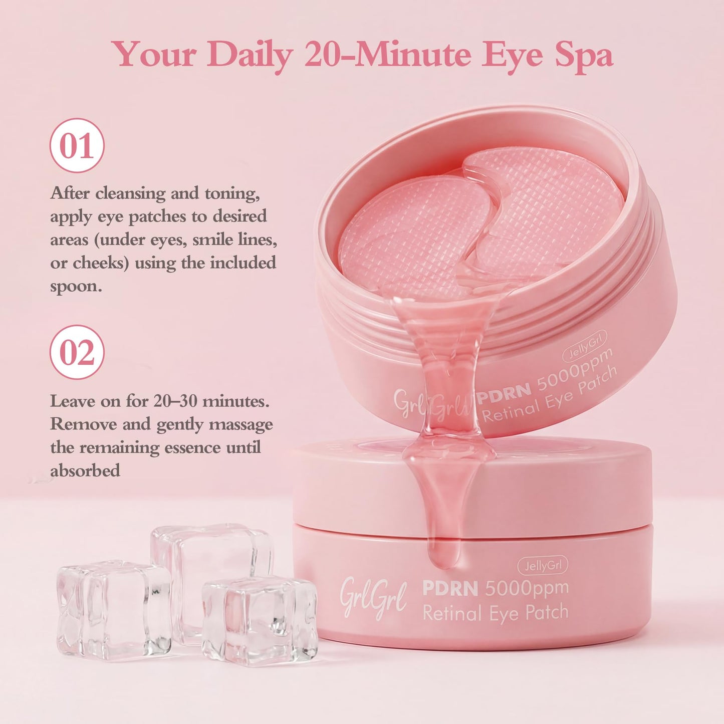 PDRN Eye Patches 5000ppm, Anti Smile Line & Wrinkle Under Eye Patches, Salmon DNA & Retinal Eye Mask for Puffy Eyes & Dark Circles, Eye Gels with Collagen & Peptides, Mothers Day Gifts for Mom, 60 Pcs