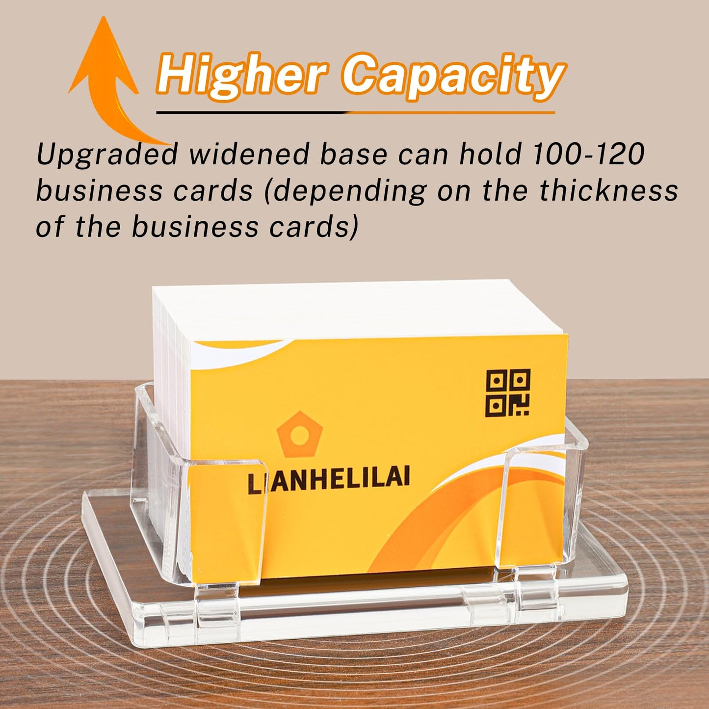 LIANHELILAI 2Pack Acrylic Business Card Holder Enlarged Holds 120 Cards for Office/Exhibition/Restaurant Desk/Counter Display Name Card Organizer Stand