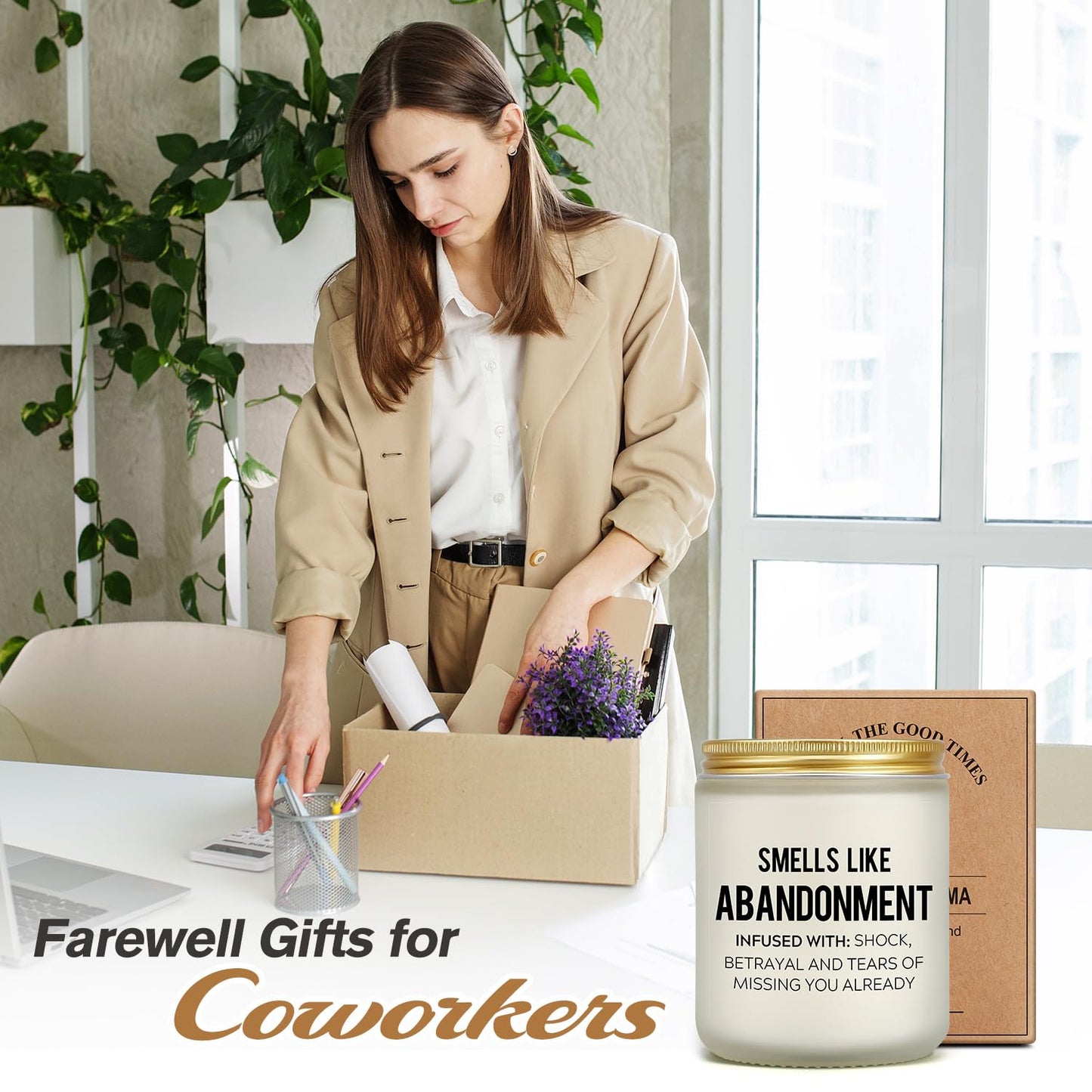 Farewell Gifts for Coworkers – Funny Leaving Gift Ideas for Retirement Moving Away Going Away Goodbye New Job, Miss You Candle for Women Female Men Boss Friends Work Bestie Neighbor (Lavender)