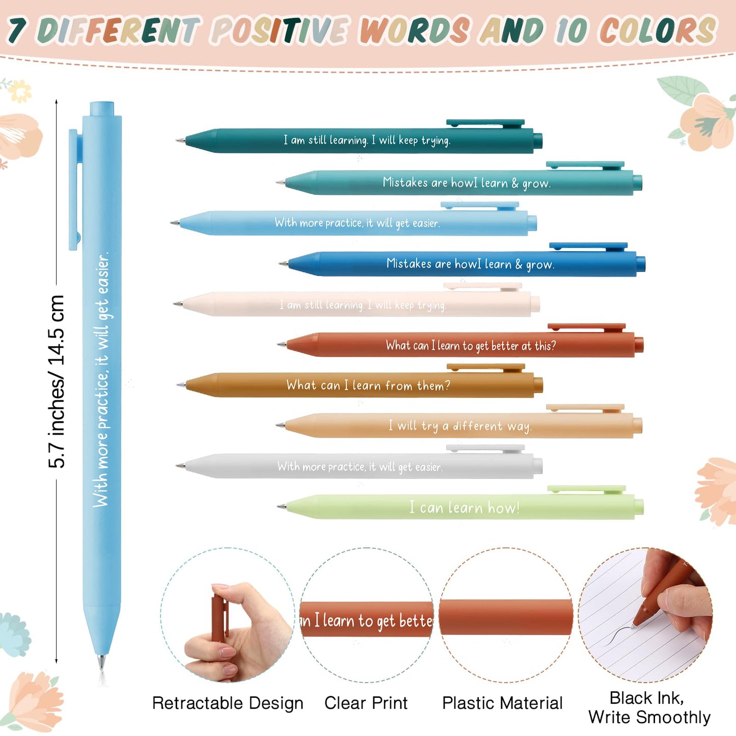Janlaugh 60 Pcs Mental Health Awareness Gifts Bulk Motivational Notebook Journals and Positive Affirmation Pen Mental Health Items for Coworker Nurse Week Teacher Student End of Year Gifts (Mindset)