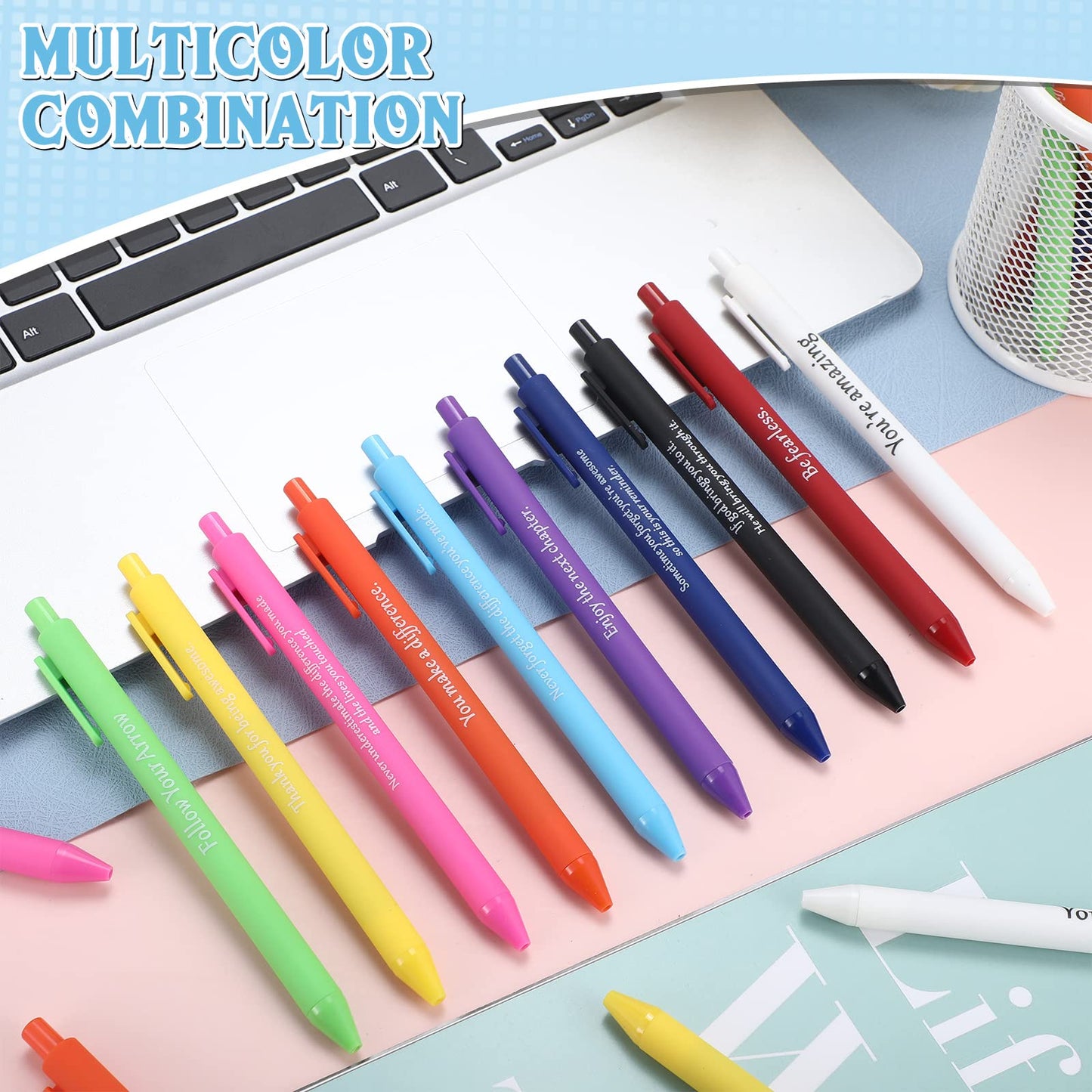 Teling 100 Pcs Inspirational Pens in Bulk Motivational Ballpoint Pens Bulk with Funny Sayings Quotes Positive Thank You Gifts for Adults Employees Coworkers Team Staff(Classic Colors,Classic Style)