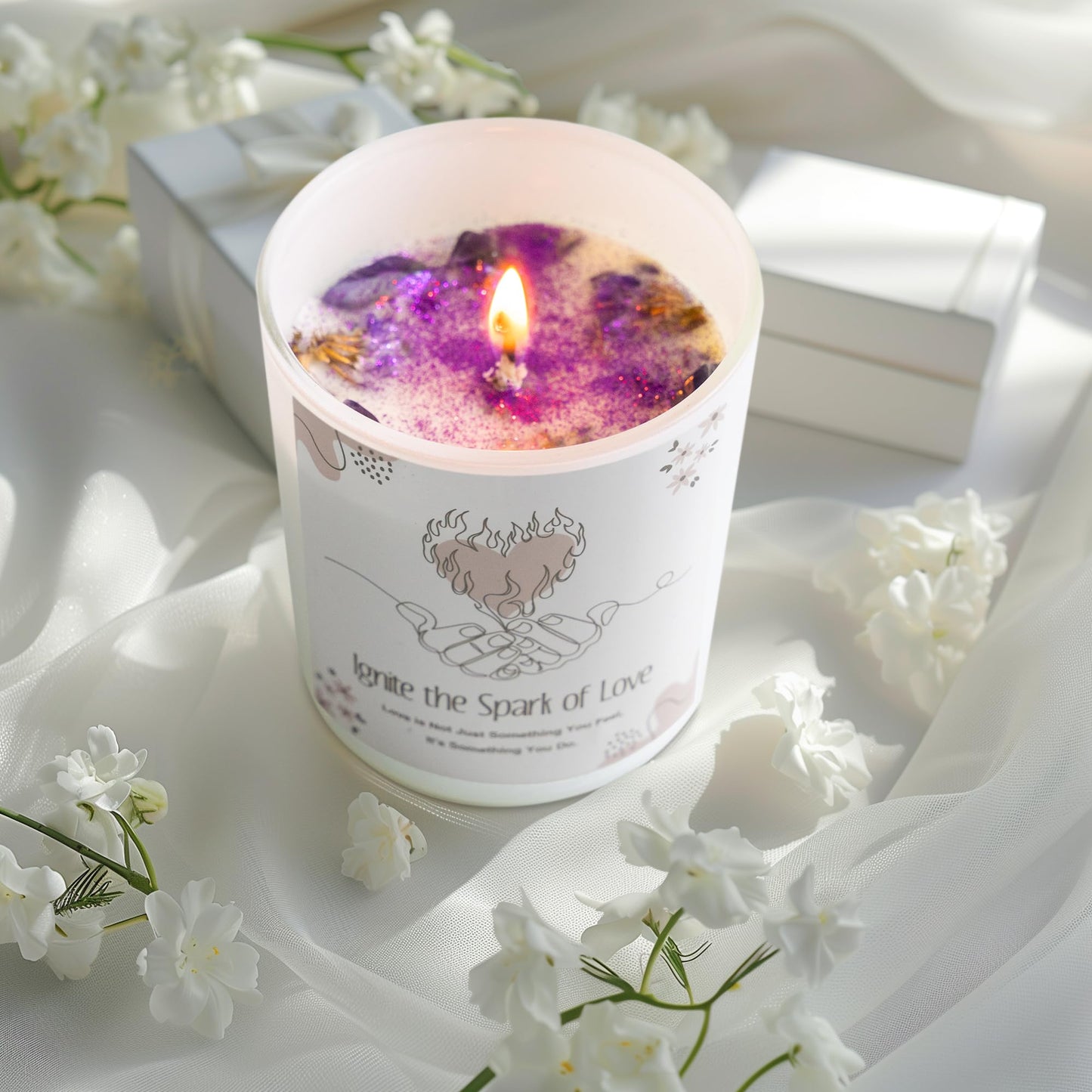 Love Candle Anniversary Wedding Gifts, Engagement Gift, Amethyst Crystal Candle, Couple Gifts for Her, Men, Women, Husband, Wife, Girlfriend, Valentine’s Day, Christmas, Birthday, Rose Scented Candle