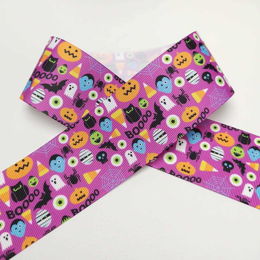 Niangzisewing 12yards Mix Lots 2" (50mm) Wide Halloween Ribbon Appliques Craft Party Decoration Pumpkin Ghost Skull Wizard Bat Cat Grosgrain Ribbons (Halloween, 50mm(2"))