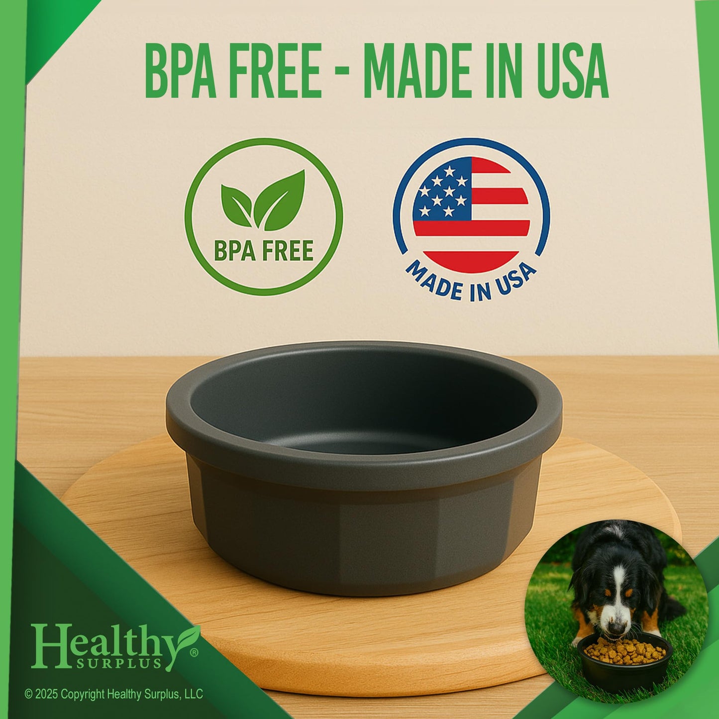 Pet Crock Bowl – Thick Durable Plastic Non-Tip Food & Water Dish for Dogs, Cats & Small Animals - 3.5 Inch Diameter - Indoor/Outdoor – Chew Resistant, Easy Clean (Blue, Tiny 4oz)