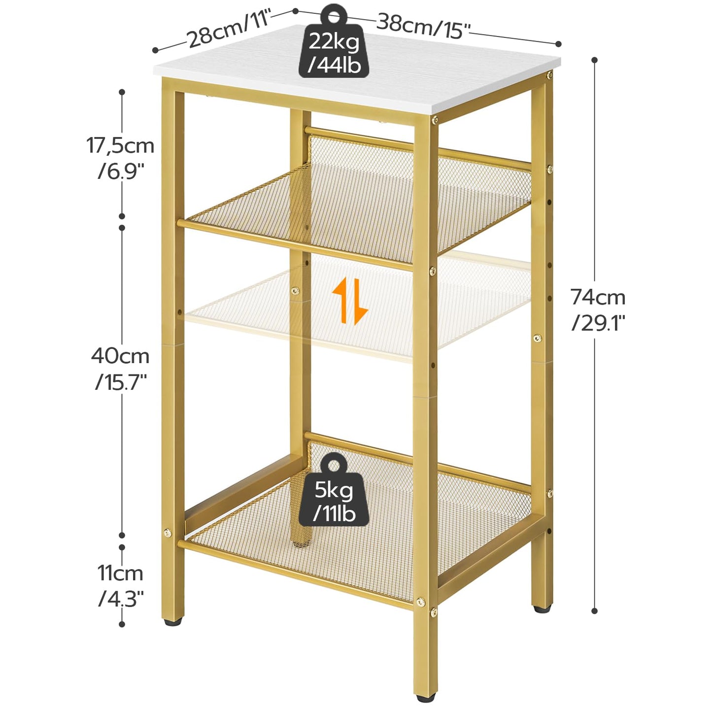 HOOBRO 29.5" Narrow Console Table with 2 Fabric Drawers and Tall Side Table 3-Tier Telephone End Table Bundle, BF71XG01-DW01DH01G1