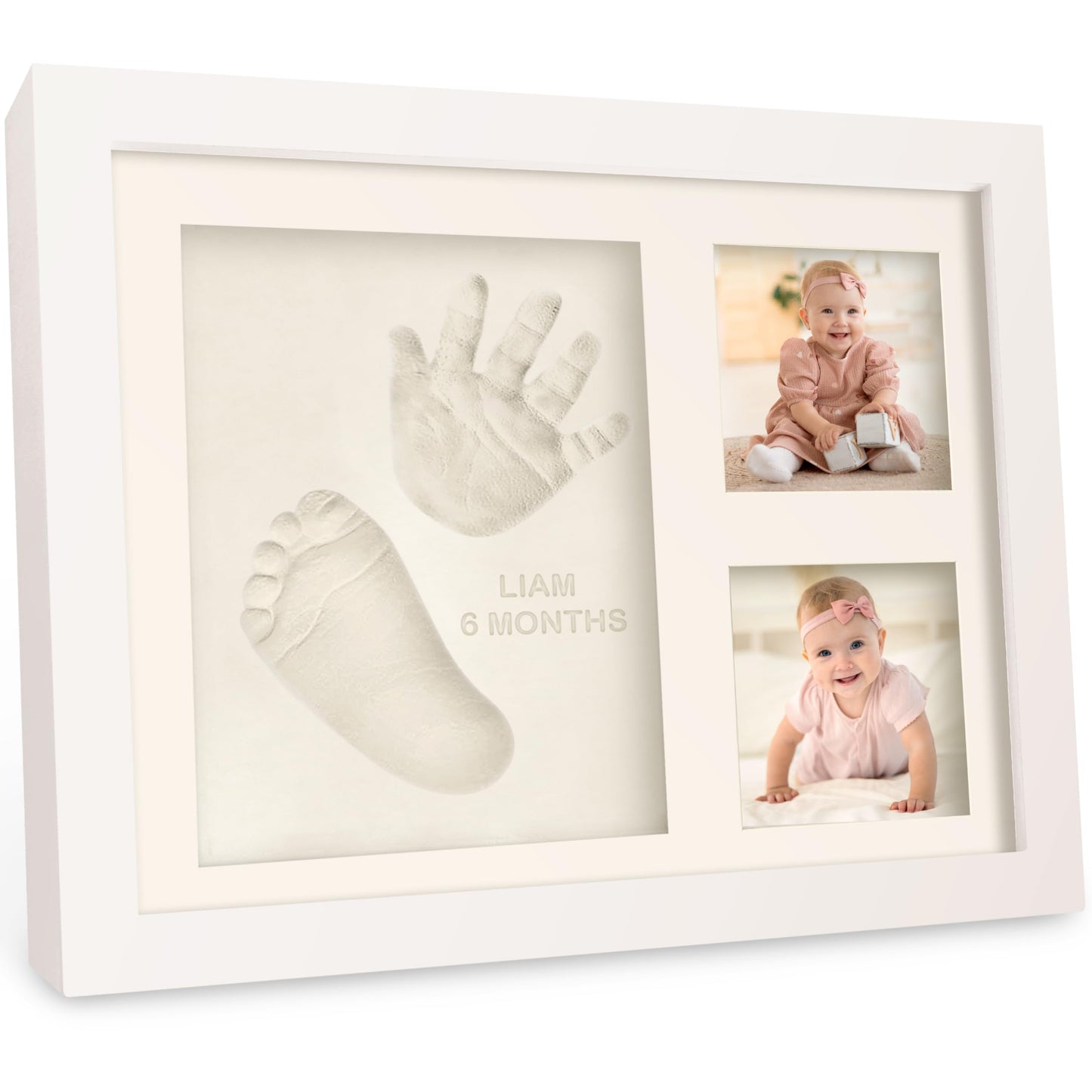 Baby Hand and Footprint Kit - Quick Dry Clay Baby Footprint Kit, Pets Paw, Newborn Keepsake Picture Frame for Boys, Girls, Personalized New Mom Gifts for Shower & Registry, Mother's Day (Alpine White)