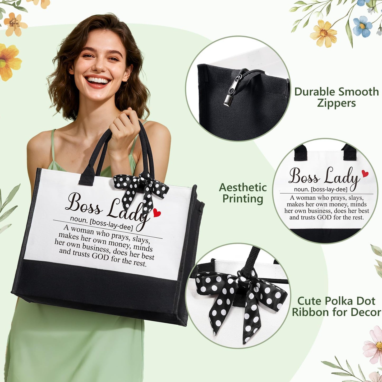 Bosses Gifts for Women, Best Boss Lady Gifts for Women, Unique Appreciation Thank You Mothers Day Easter Birthday Gift Baskets for Boss Female, Going Away Leaving Bosses Day Gift Set w/Canvas Tote Bag