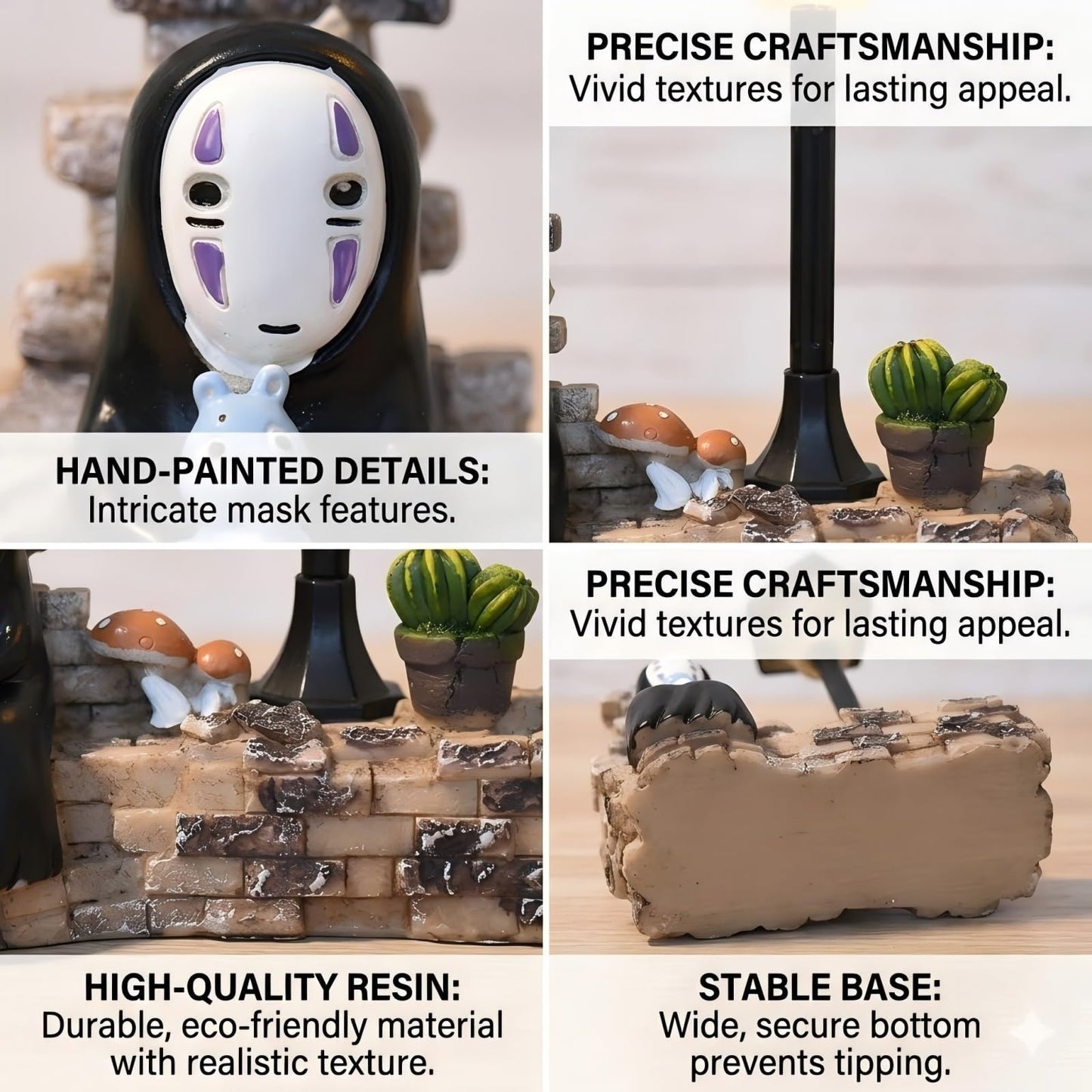 No Face Lamp, No Face Night Light Battery Operated Resin Mini Lamp, Warm White Decorative Desk Light for Bedroom, Bookshelf, Home Decor, Gift for Anime Fans