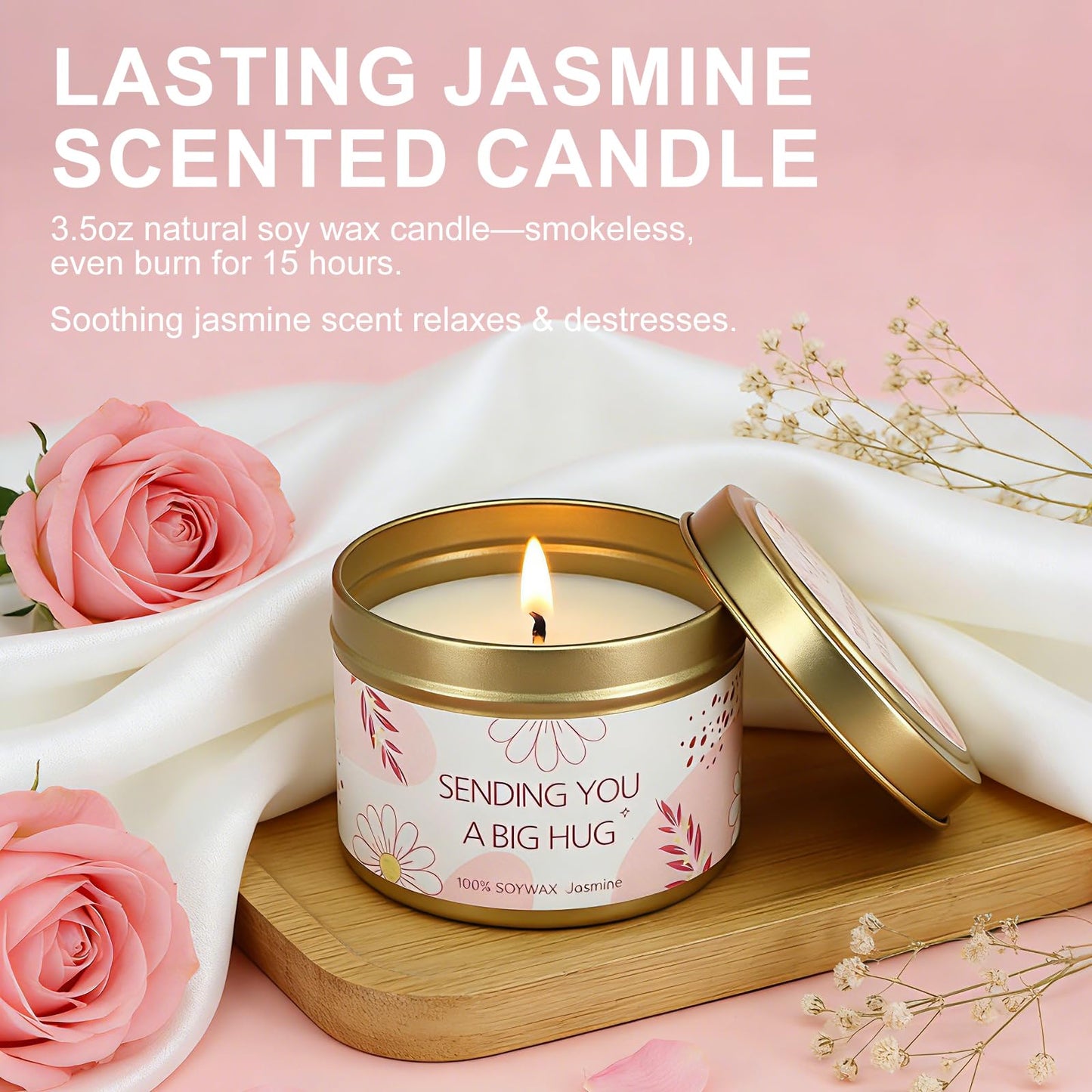 Birthday Gifts for Women, Self Care Get Well Soon Gifts Basket for Women, Flower Relaxing Spa Gift Basket Bath Set,Unique Luxury Self Care Box Gift for Mom Her Wife Sister Girlfriend, Girl Friend Pink