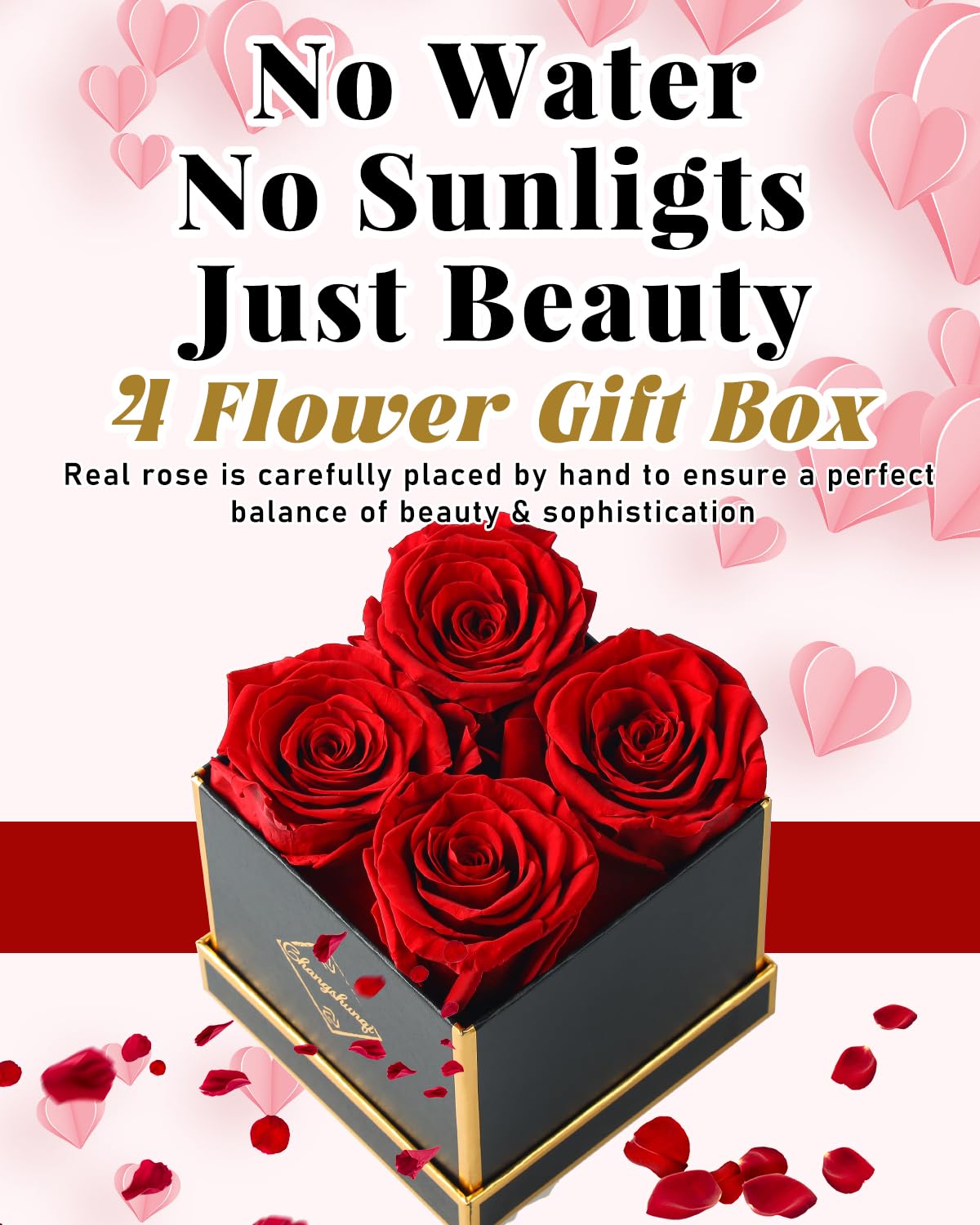 Changshunqi Forever Flowers, Preserved Roses in a Box, Eternal Rose Flowers for Delivery, Forever Preserved Roses for Her Women Wife Christmas Birthday Mothers Flower for Mom Womens Girlfriend