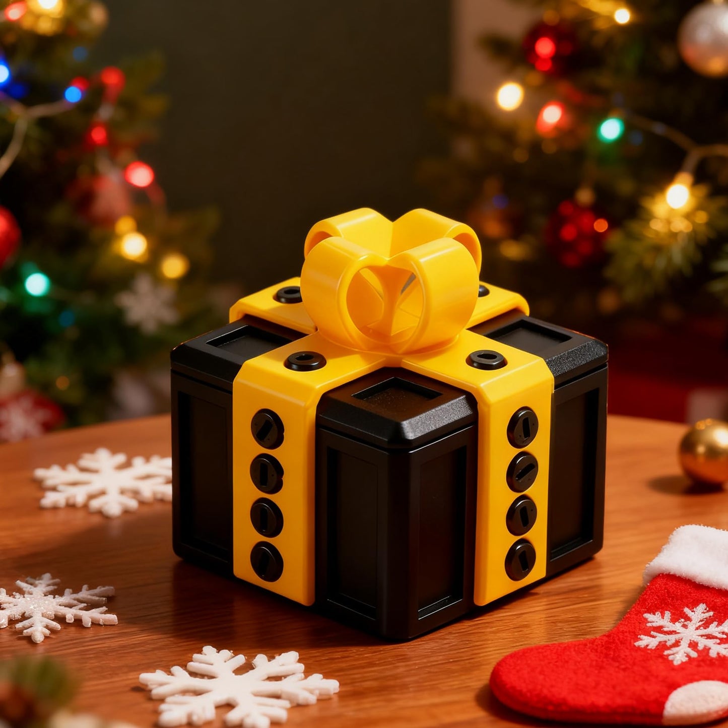Prank Gift Box - 3.14in, 3D Printed Box with Screws, Surprise Funny Money Puzzle Box, Novelty Gift Boxes for Presents for Birthday, Valentines Day Gifts Party Favors Festival (Black Gold)