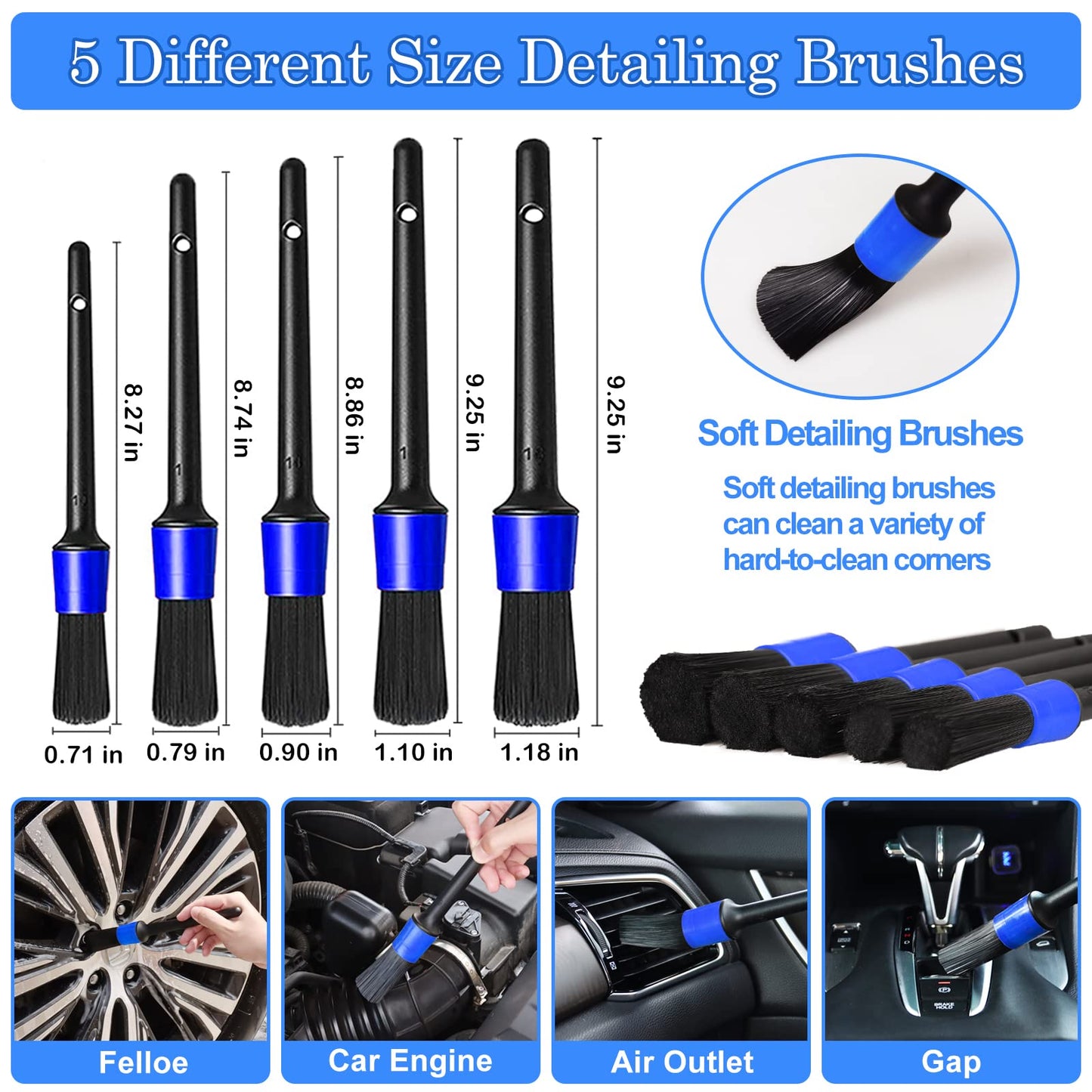 TTRCB 27Pcs Car Detailing Kit, Car Cleaning Kit, Car Detailing Brush Set, Drill Brush Set, Car Detailing Brushes, Car Wash Kit, Car Accessories, Car Cleaning Supplies for Interior, Exterior, Wheels