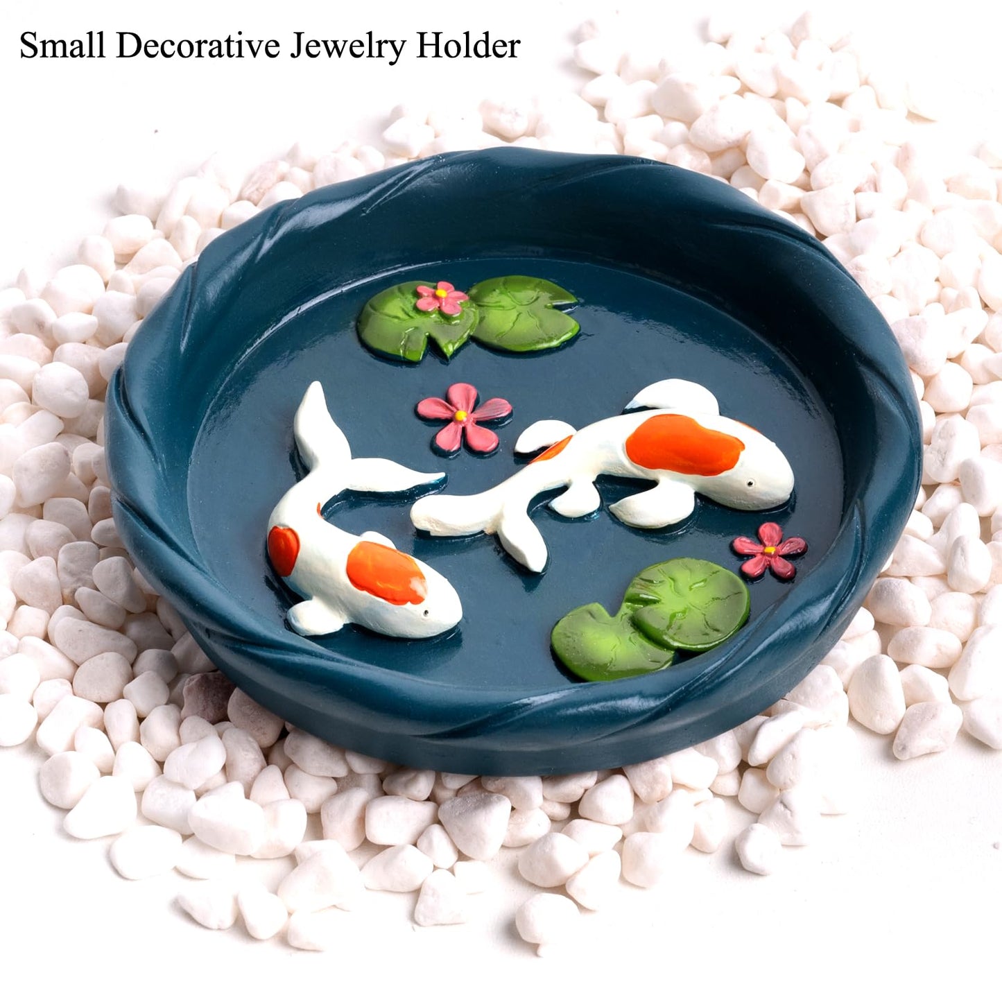 wowhalolo Koi Fish Ring Dish - Resin Jewelry Tray, Jewerly Holder for Women& Engagement Gift, Wedding Ring Holder for Ceremony, Key Bowl for Trinkets, Small Decorative Tray