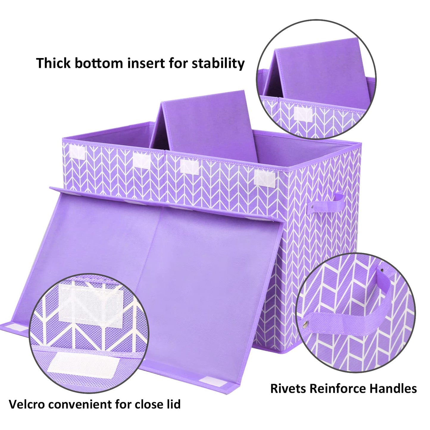 Mayniu Large Toy Box Chest with Flip Lid, Toy Storage Organizers Bin Boxes Basket with Sturdy Handles for Boys, Girls, Kids, Nursery, Playroom, Living Room, Bedroom, (Purple)
