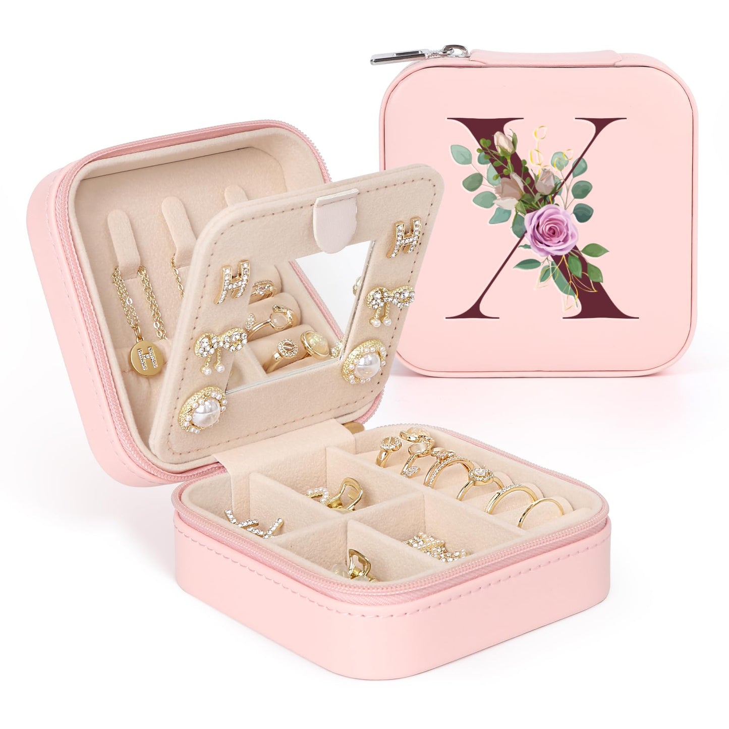 MFXIP Easter Basket Stuffers for Teens Essentials, Valentines Day Christmas Stocking Stuffers for Women Teen Girl Gifts Trendy Stuff Travel Jewelry Box Case Organizer Personalized Birthday Gifts