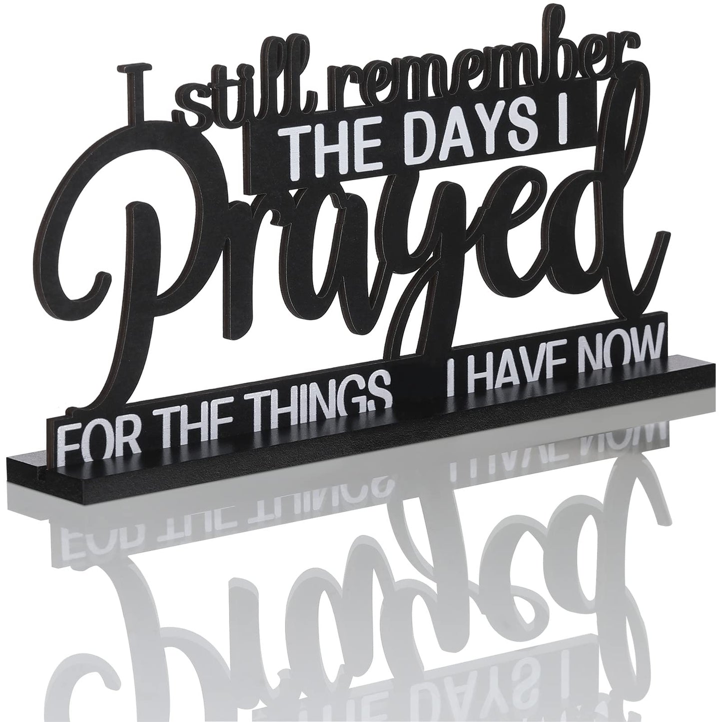 Jetec I Still Remember The Days I Prayed Sign Inspirational Table Blessed Signs Motivational Decor Farmhouse Table Home Centerpieces Faith Wooden Shelf for Living Room Office(Classic Style)