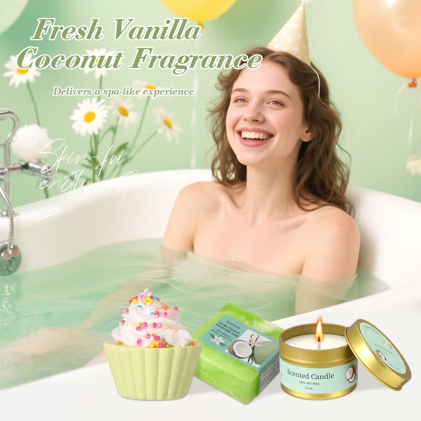 Mothers Day Gifts for Mom Daisy Birthday Gifts for Women Self Care Gift Happy Birthday Gift Baskets for Women Spa Birthday Box Care Package for Women Mom Wife Daughter Sister Girlfriend Best Friend