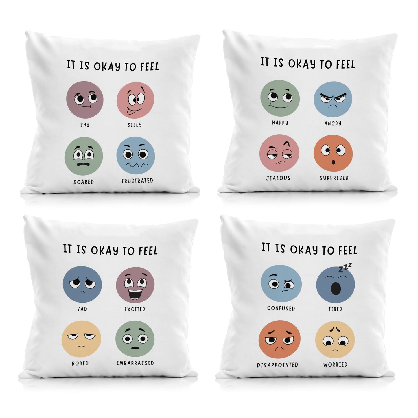 Nogrit Counseling Office Must Haves Pink Pillow Cover, Calming Corner, Mental Health Pillowcase Decor for Home Kids,Mental Health Counselor Gifts, Calming Corner Pillow Covers 18X18 Set of 4
