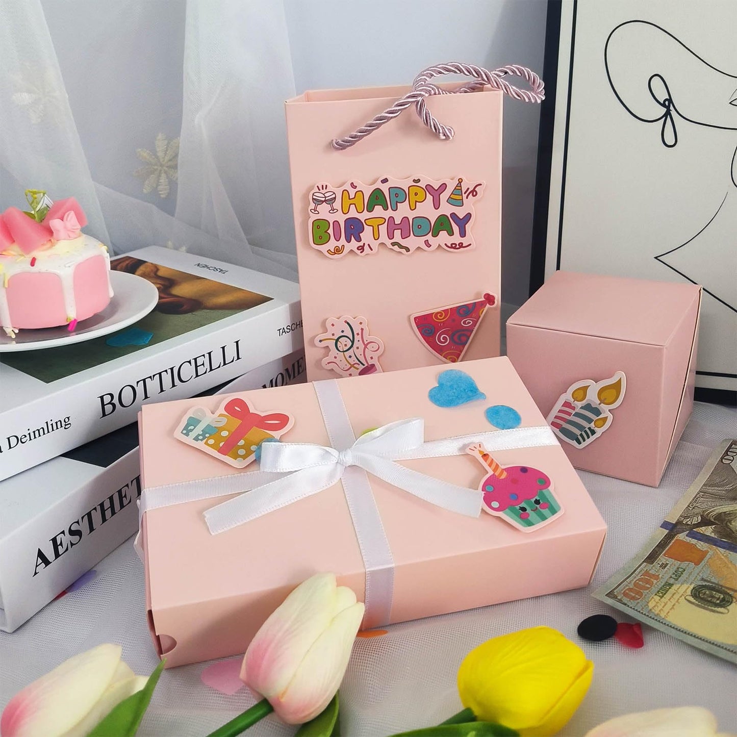 Neioaas DIY Surprise Gift Box with Accessories Set- Creative Bounce Box for Money & Photos, DIY Unique Romantic Surprise Gift Box for Birthday, Valentine's Day, Anniversary, Wedding (Birthday,Black)