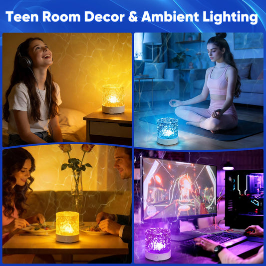 YXQUA Northern Lights Ocean Wave Projector Light, Galaxy Light Projector, 16 Colors Gradual Rotating Water Ripple Ambient Light Non-Wood, Aurora Projector for Sleeping, Home Theater, Party (Plug in)