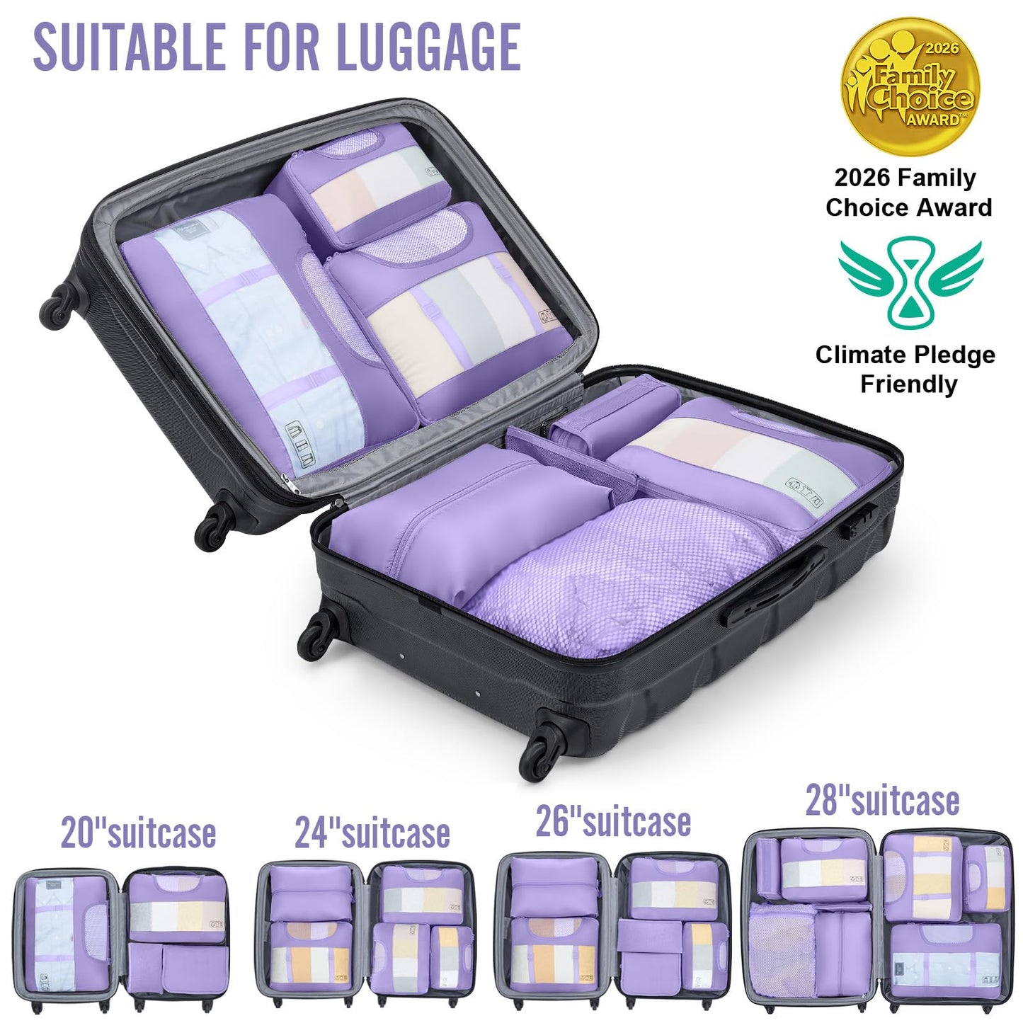 Veken 10 Set Packing Cubes for Travel Essential, Suitcase Organizer Bags in 4 Sizes, Carry-On Luggage Accessories with Large Laundry & Hanging Toiletry Bag, Must-Have for Airplane, Road Trip & Camping