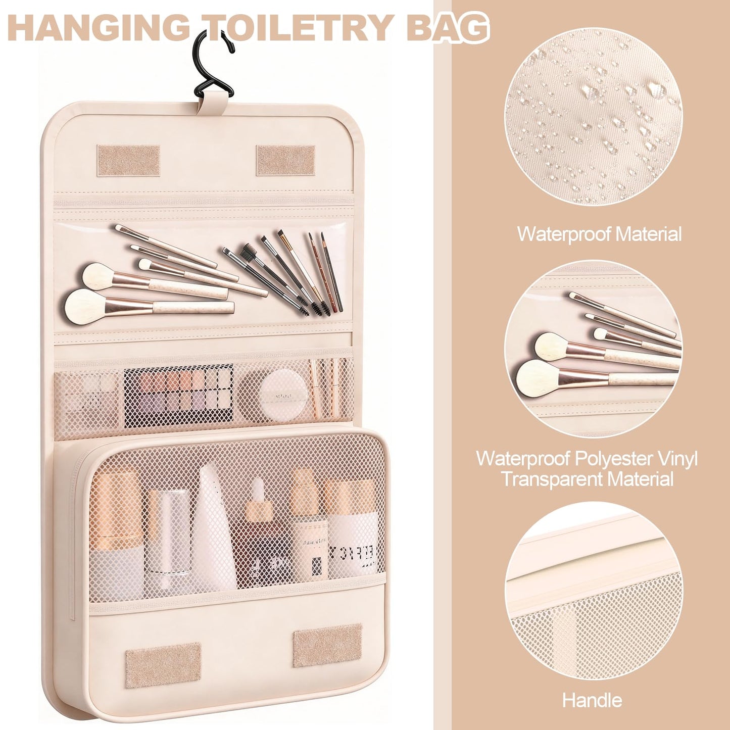 8 Set Packing Cubes for Travel,Suitcase Organizer Bags for Luggage with Shoe & Hanging Toiletry Bag, Vacation Essentials & Accessories for Cruise Ship, Airplane Must-Have,Road Trip & Camp Gifts(Cream)