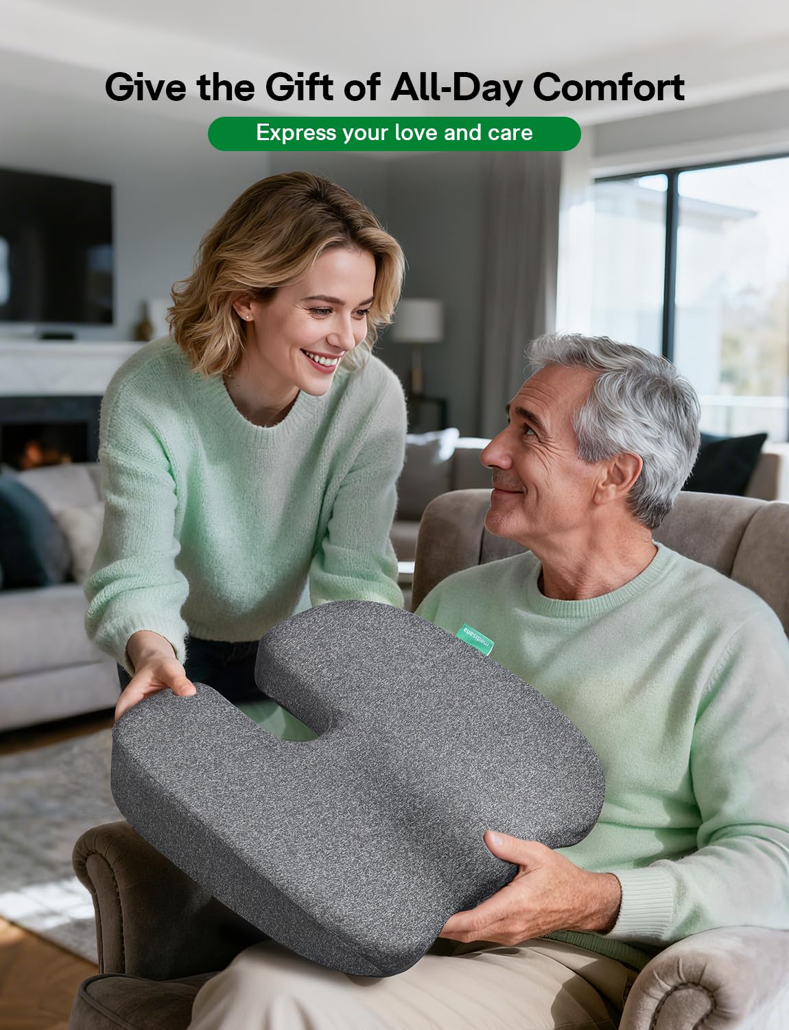 Medisana Gel Wheelchair-Seat-Cushions for Pain Relief, GC 100 Cooling-Cushions for Tailbone, Sciatica, Back & Hip Support and Pressure Sore, Ergonomic Office Chair Cushion for for Seniors and Adults