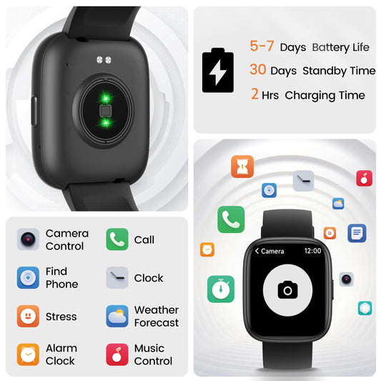 Smart Watch with Alexa Built-in, 1.83" HD Touchscreen Fitness Tracker with Bluetooth Calling, Fitness Watch with Heart Rate/Sleep Monitor, 120+ Sports Modes, IP68 Waterproof Smartwatch for Android iOS
