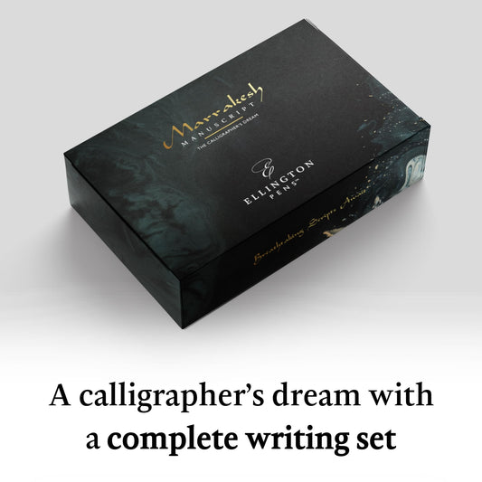 Ellington Pens Luxury Calligraphy Set - Premium Fountain Pen with 6 Nibs, 50 ml Black Ink Bottle, 6 Cartridges, Converter, Elegant Gift Box – Perfect for Drawing, Writing, Gifting (The Stealth)