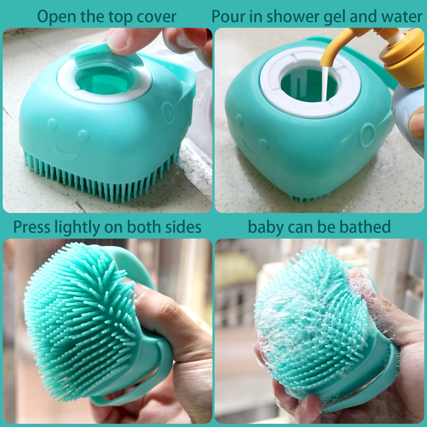 Woleigiao Pet Bath Brush Dog Baths Brush Shampoo Dispenser Soft Silicone Dog Bathing Brushes Dogs Shampoo Brushes scrubbers for Cats and Dogs Shower Brush Grooming (Blue)