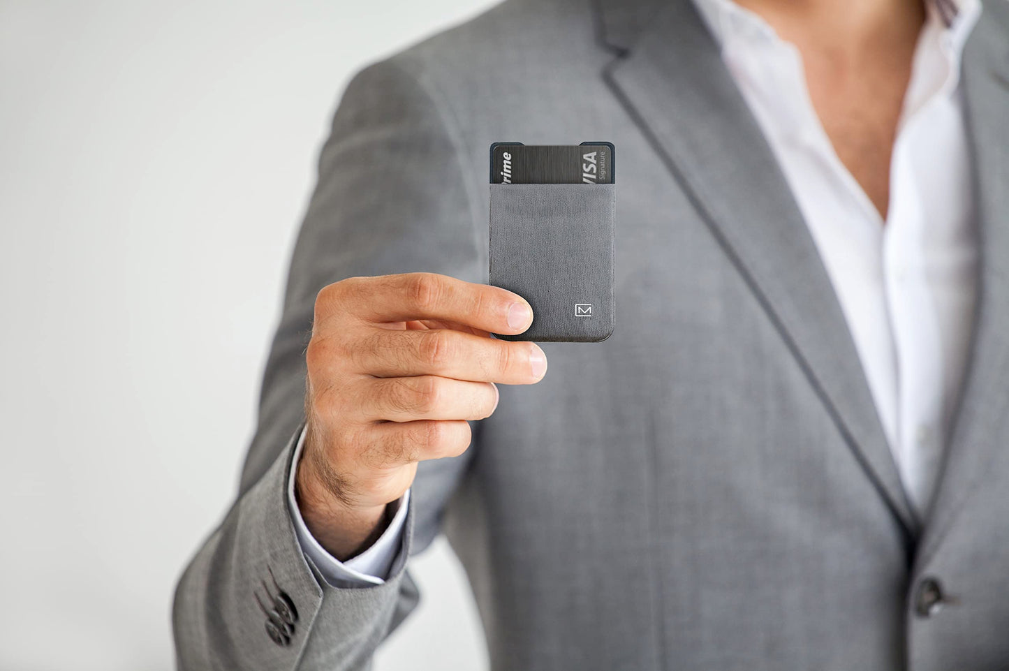 Modern Carry Elastic Minimal Card Holder, Minimalist Wallet for Men & Women, Credit Card & Business Card Holder, Slim Credit Card Wallet - Ultra Thin w/ 2 Card Slots (Gray)