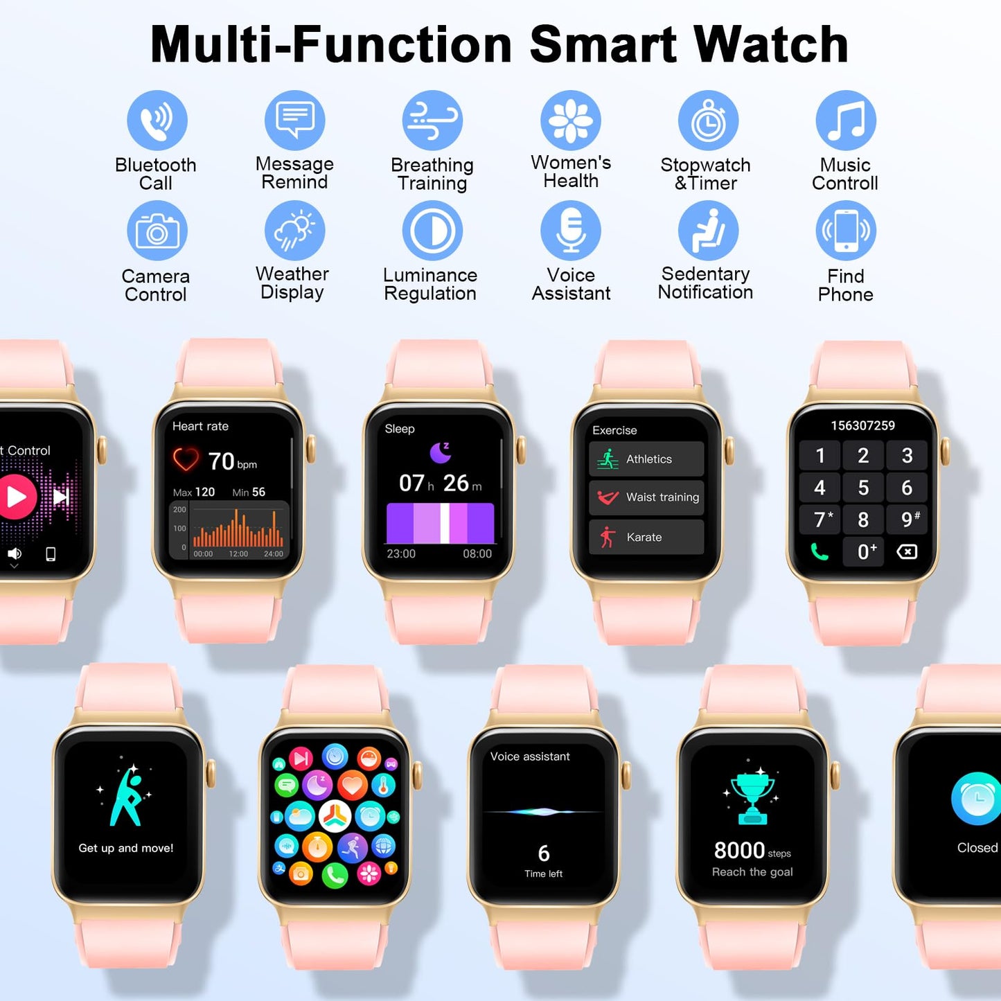 Smart Watch for Men Women(Answer/Make Call), 1.85" Smartwatch 113 Sports Modes Fitness Tracker with Heart Rate Sleep Blood Oxygen Monitor Pedometer, IP68 Waterproof Fitness Watch for Android iOS[2024]