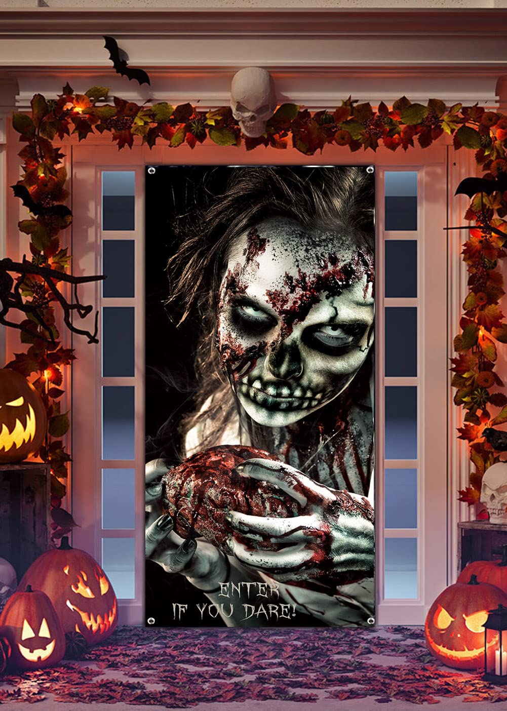 Terrible Halloween Party Door Cover Banner - Scary Horror Party Decoration Supplies for Front Door, Wall, Window & Haunted House