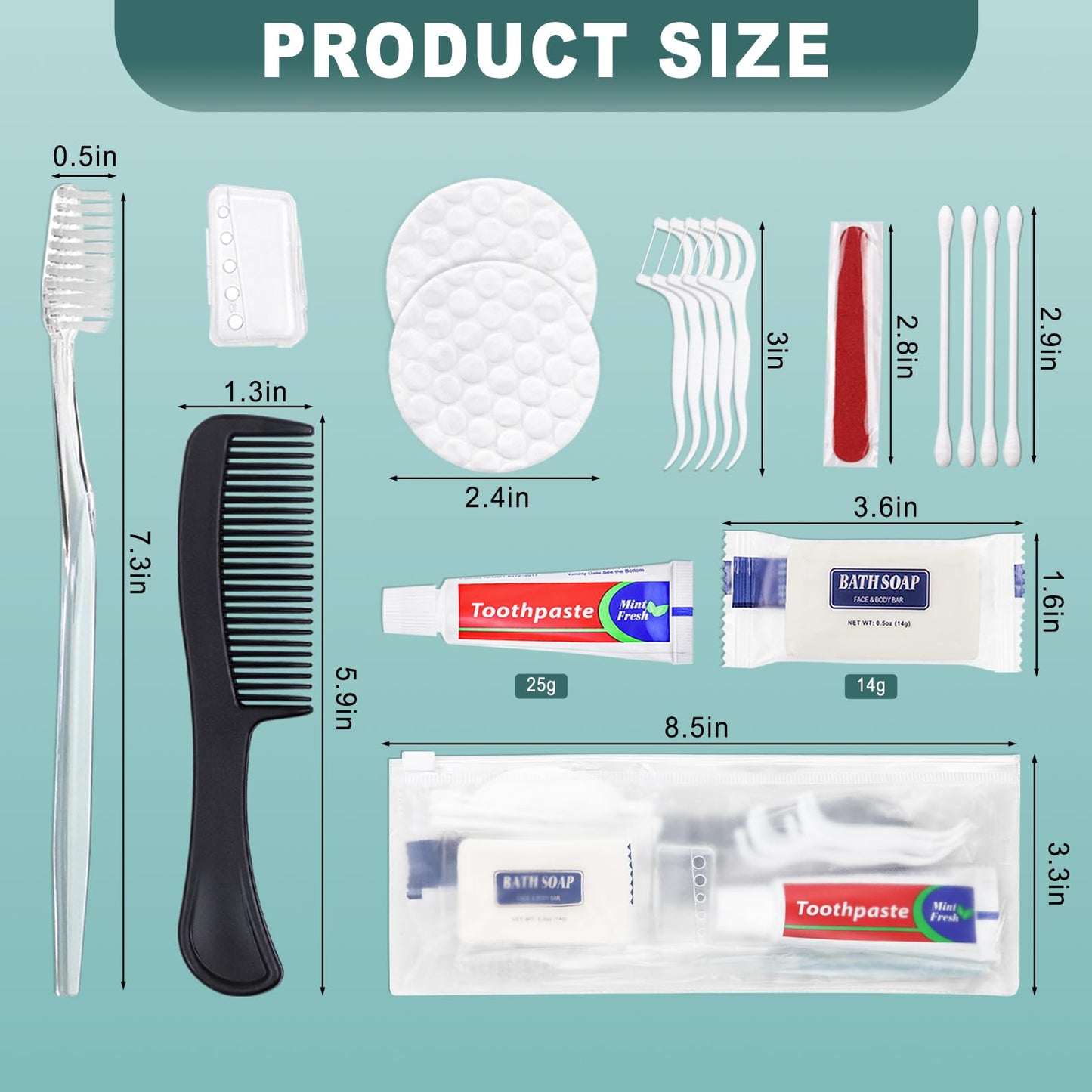 HQSLsund 10 Sets Personal Hygiene Kit Bulk, Disposable Toothbrushes with Toothpaste Floss Comb Soap Cover and Vanity Kit, Toiletry Kits Homeless Supplies Bulk for Women,Men,Travel,Homeless
