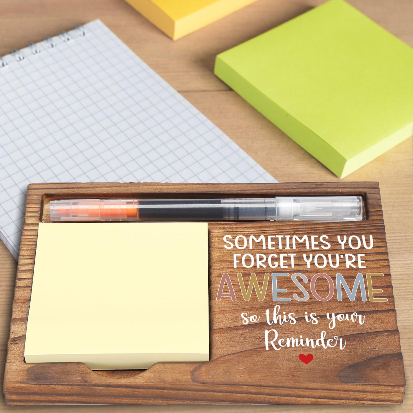 Sometimes You Forget You are Awesome Self-Stick Note Pad Holders, Inspirational Quotes Desk Decor Gifts for Women Coworker Friends, Encouragement Cheer Up Gifts Sticky Note Holder EDP08