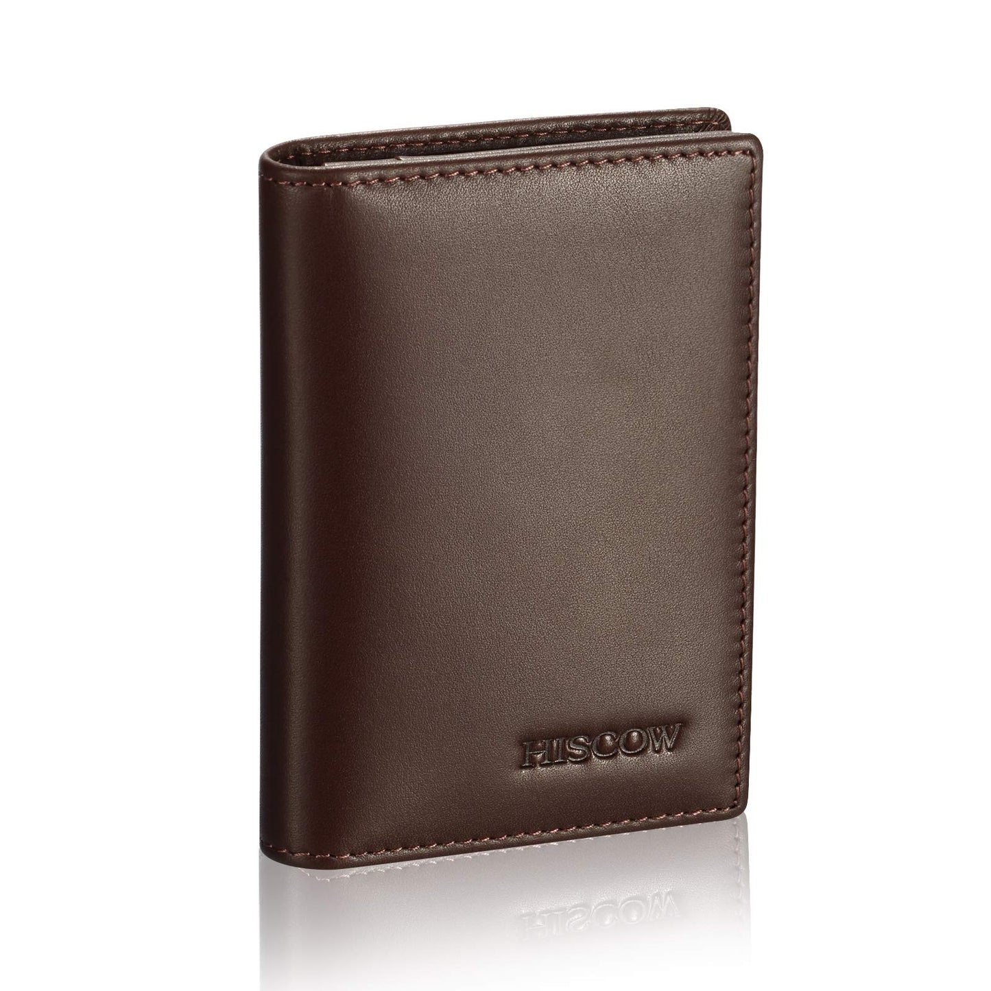 HISCOW Leather Business Card Case Holder for Men & Women, Italian Calfskin (Coffee)