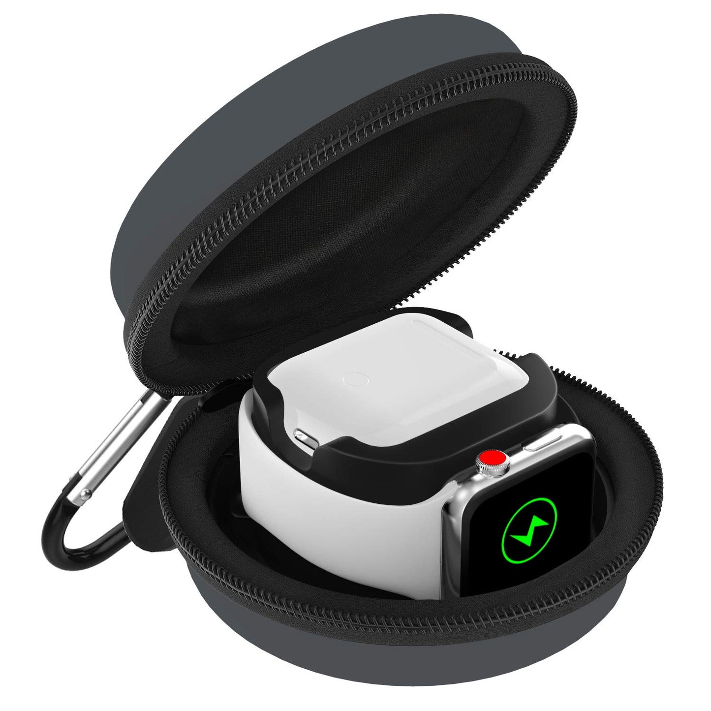 MoKo Storage Box Compatible with Apple Watch Series 11/10/9/8/7/6/5/4/3/2/1/SE3/SE2/SE, Portable Protective Travel Bag Fit iWatch 38mm 40mm 41mm 42mm 44mm 45mm 46mm Airpods Pro/3/2/1, Space Gray