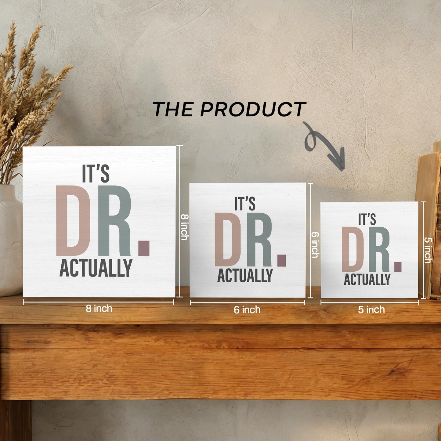 GWOKPAAI DR Gifts Wooden Box Signs Desk Decor, Doctor Gifts for Women Men, It's Dr. Actually Wooden Signs Desk Decorations for Medical Office Workplace Home Bedroom Tabletop Shelf Wall, 5x5in