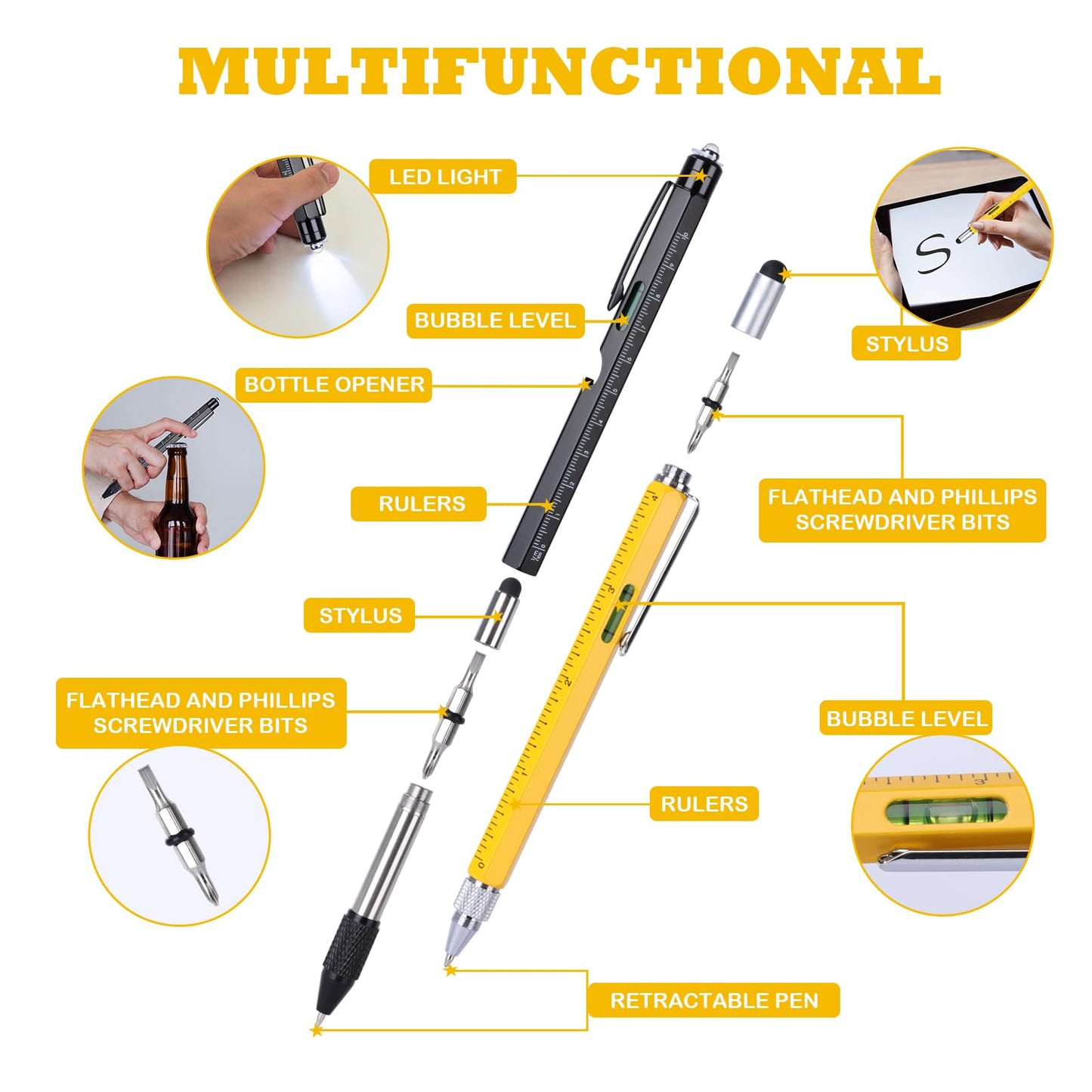 PPRAFDD 9 in 1 Multitool Pen Set, Gifts for Men, Multi Tool Pen Set, Mens Gifts for Fathers Day Dad Gifts, Birthday Gifts for Him, Valentines Day Gifts for Him, Stocking Stuffers for Adults Men
