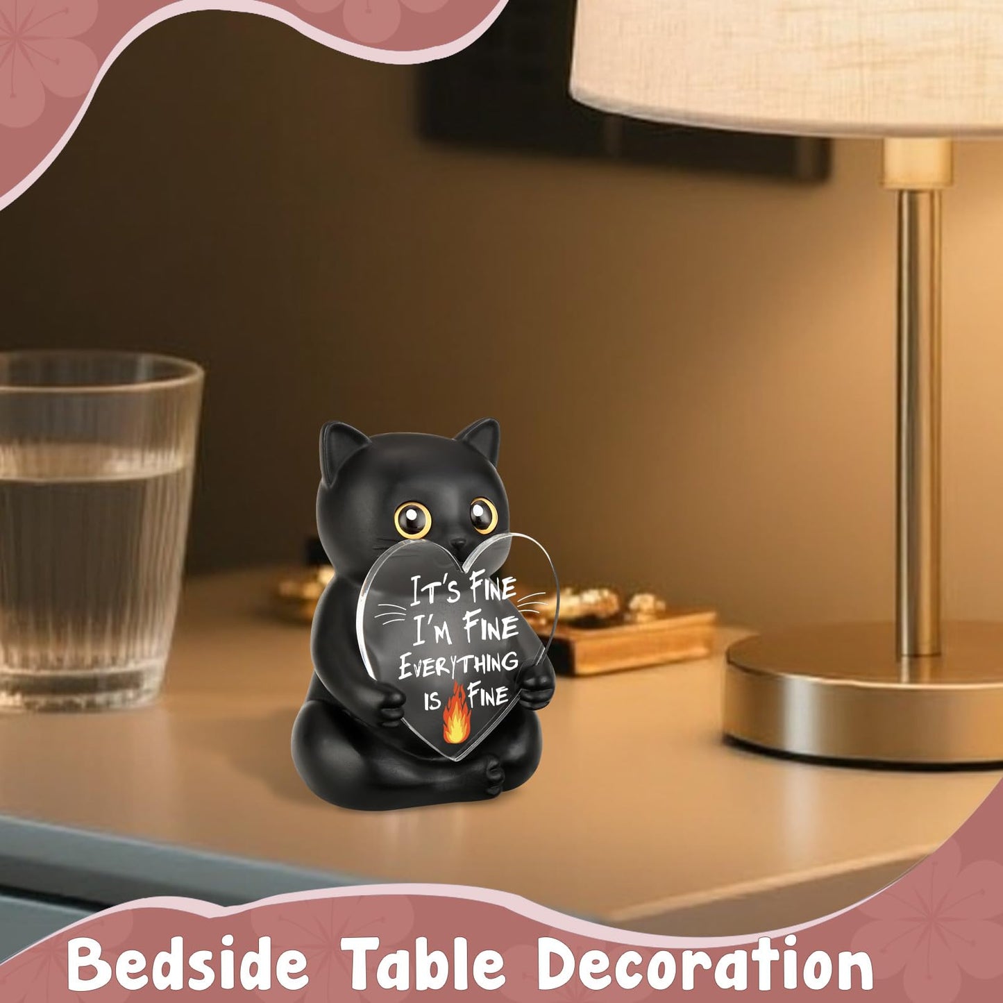 wainvniaw Funny Black Cat Figurines Decor, Fun Humor Gag Sarcastic Gift for Cat Lovers, Women, Men, Friends, Coworker, Employee, Team Appreciation for Home Office Cubicle Desk Decorations WCT5