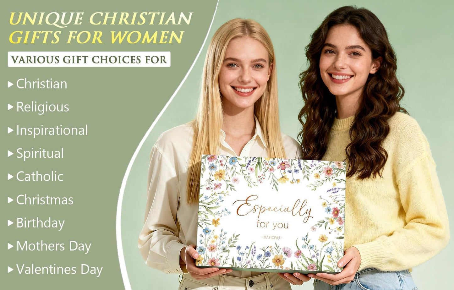 Christian Gifts for Christians Women Faith, Religious Inspirational Easter Gifts for Catholic Women, Spiritual Easter Basket Birthday Gift Set for Her Mom Sister Friend Grandma Wife w/ Canvas Tote Bag