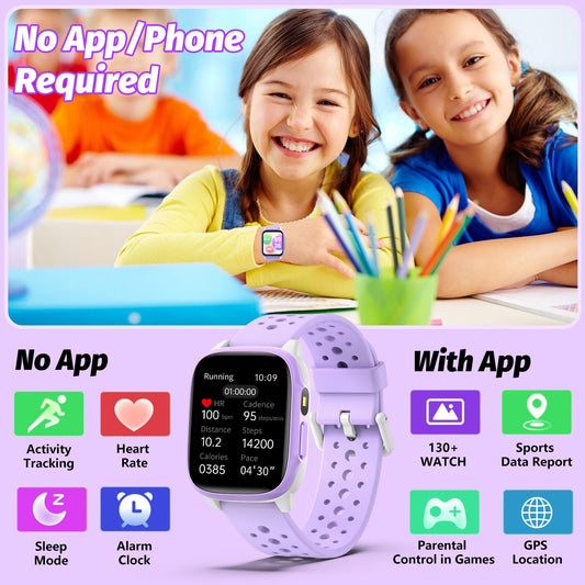 meoonley Kids Watch with 140 Sports Modes, 1.5" Kids Fitness Tracker, Girls Smart Watch, No APP/Phone Required, Sleep Monitor, Heart Rate, Puzzle Games, IP68 Waterproof,Gifts for Girls Teens Aged 6-15